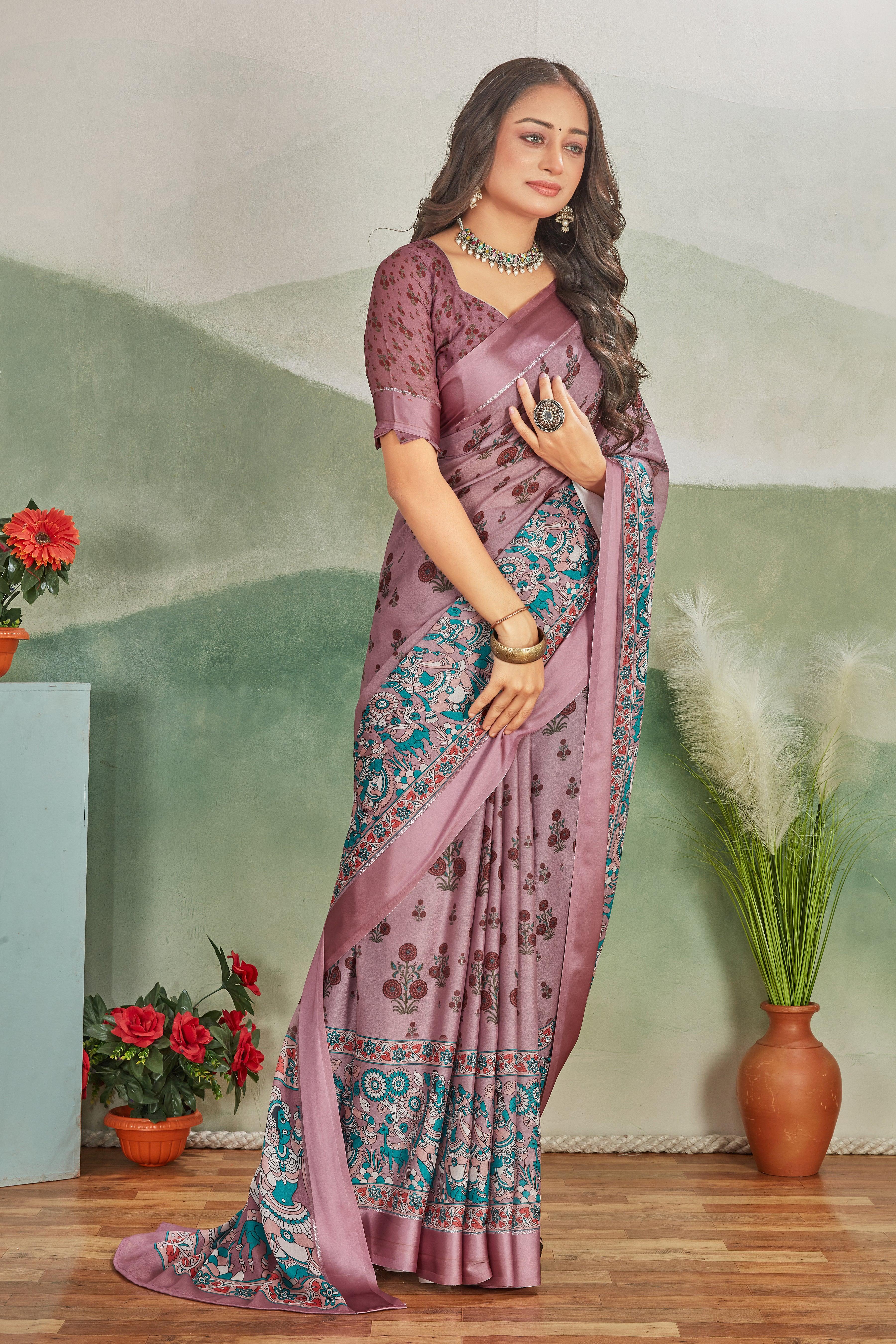 Adorn Yourself with Art: Kalamkari Prints on Crepe Silk Elegance - Image 3