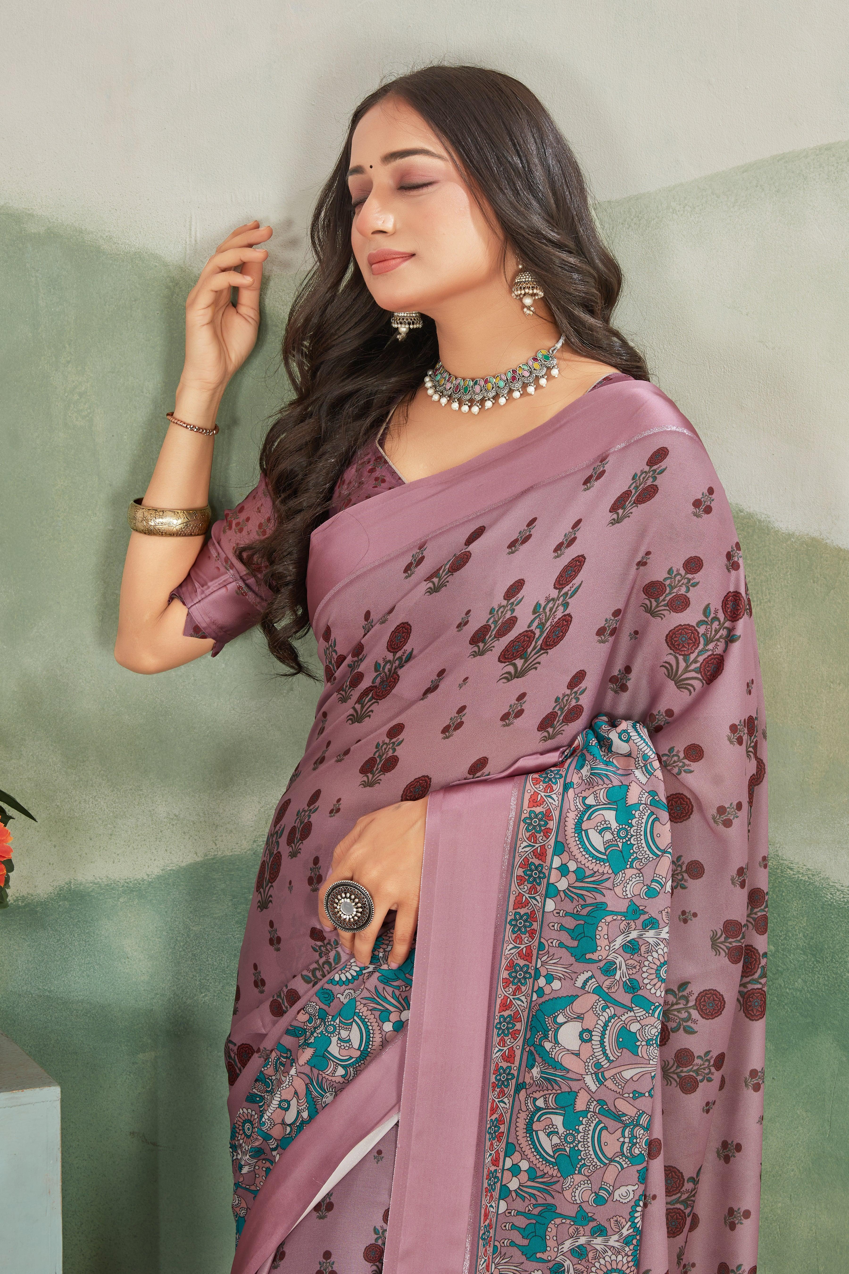 Adorn Yourself with Art: Kalamkari Prints on Crepe Silk Elegance - Image 4