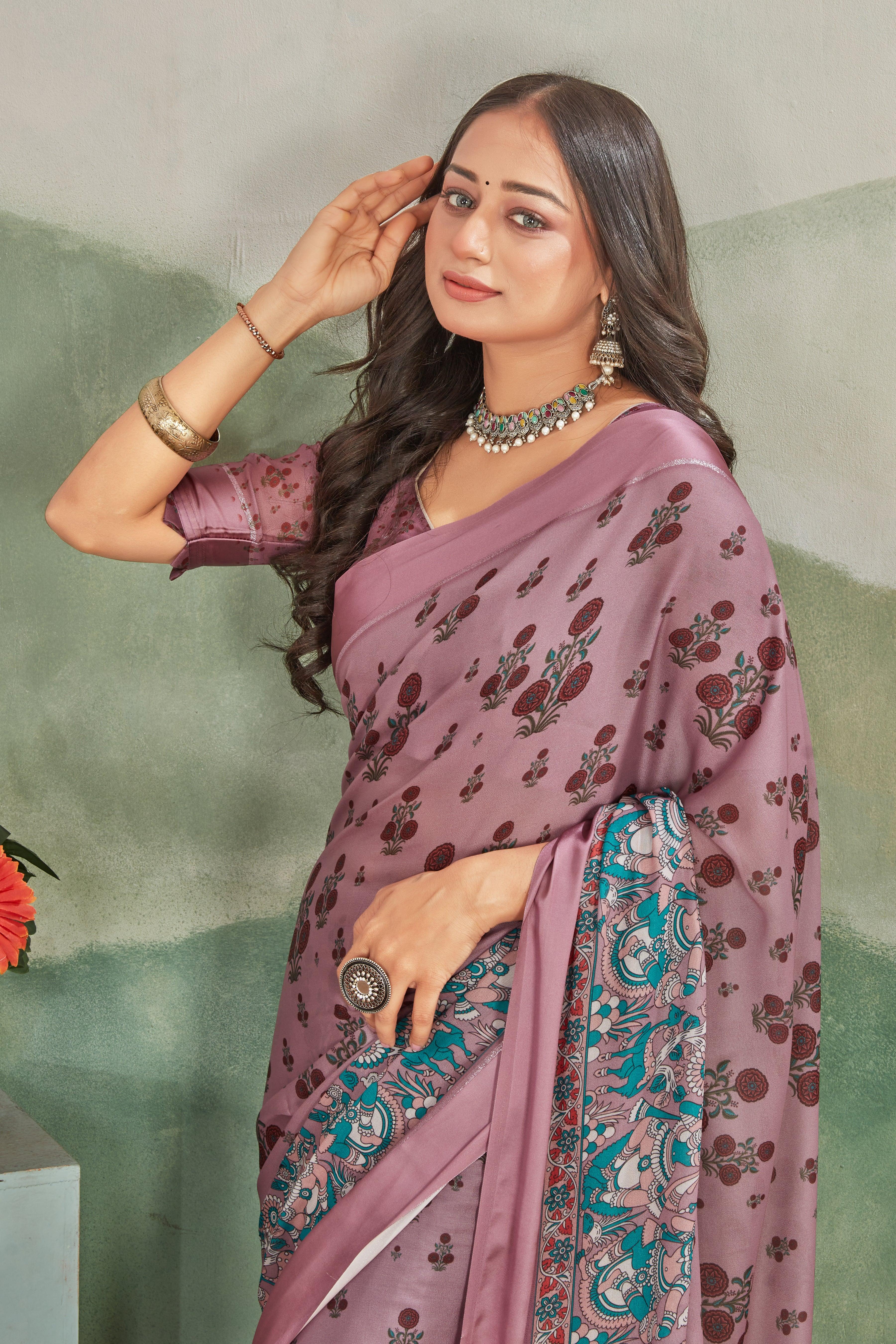 Adorn Yourself with Art: Kalamkari Prints on Crepe Silk Elegance - Image 5