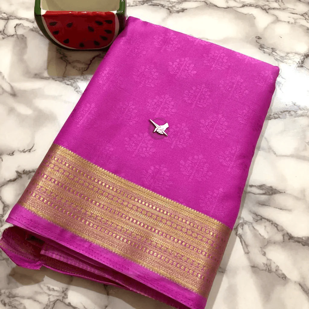 Beautiful Mysore Silk Saree – Elegant Traditional Zari Border - Image 3