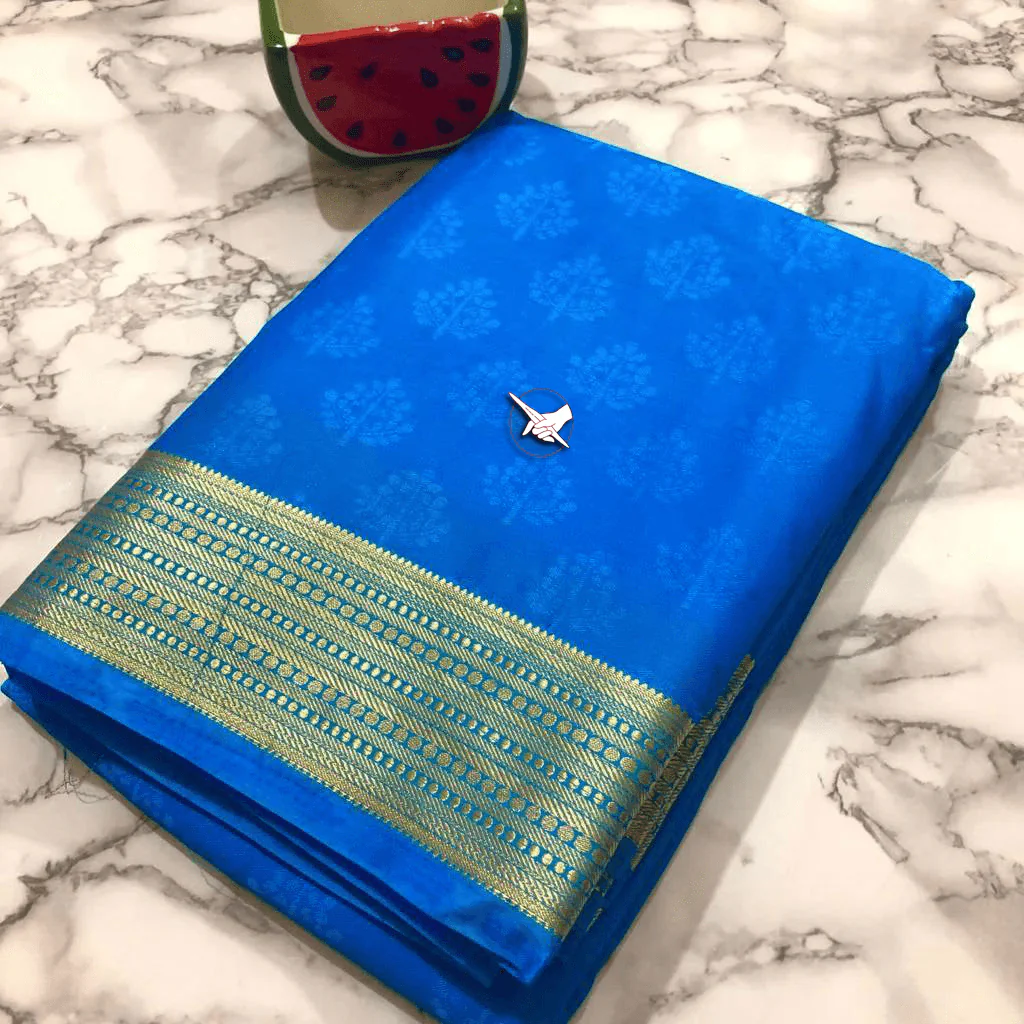 Beautiful Mysore Silk Saree – Elegant Traditional Zari Border - Image 4