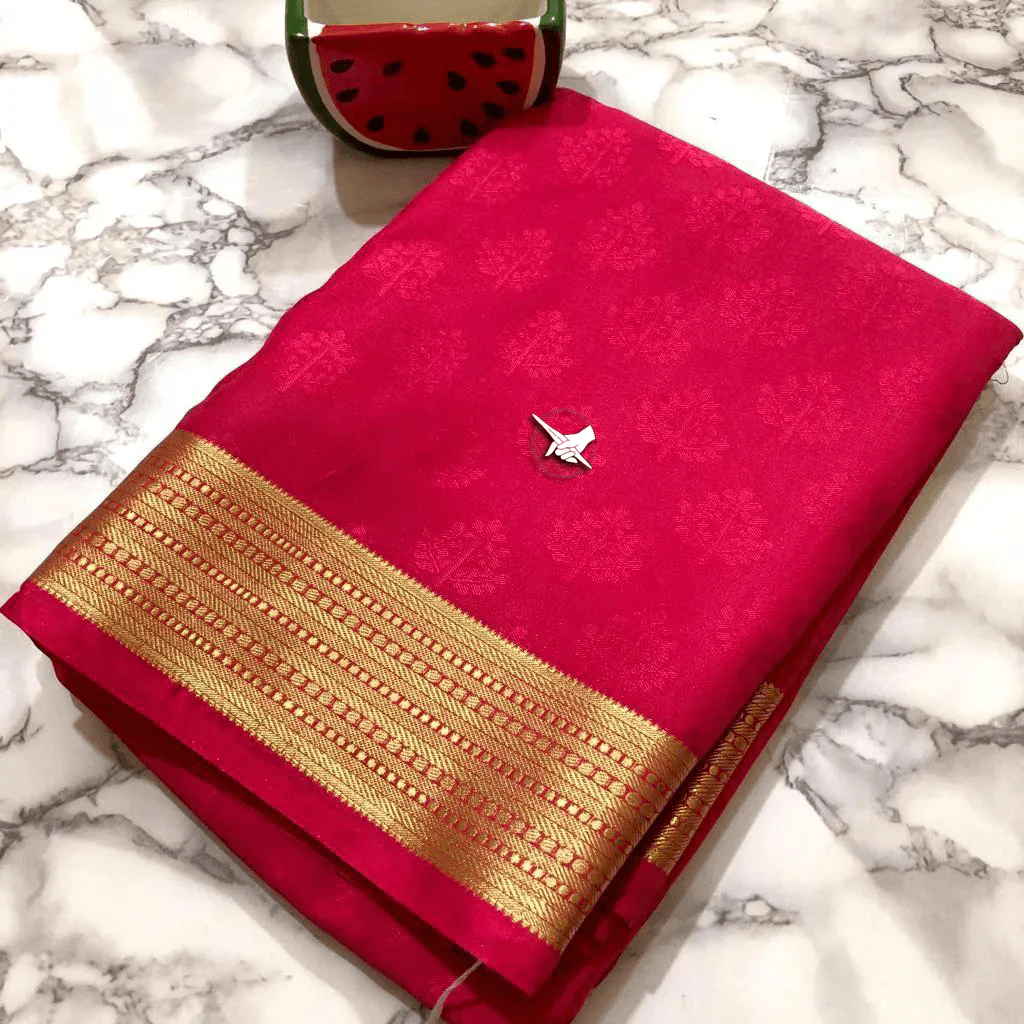 Beautiful Mysore Silk Saree – Elegant Traditional Zari Border - Image 6