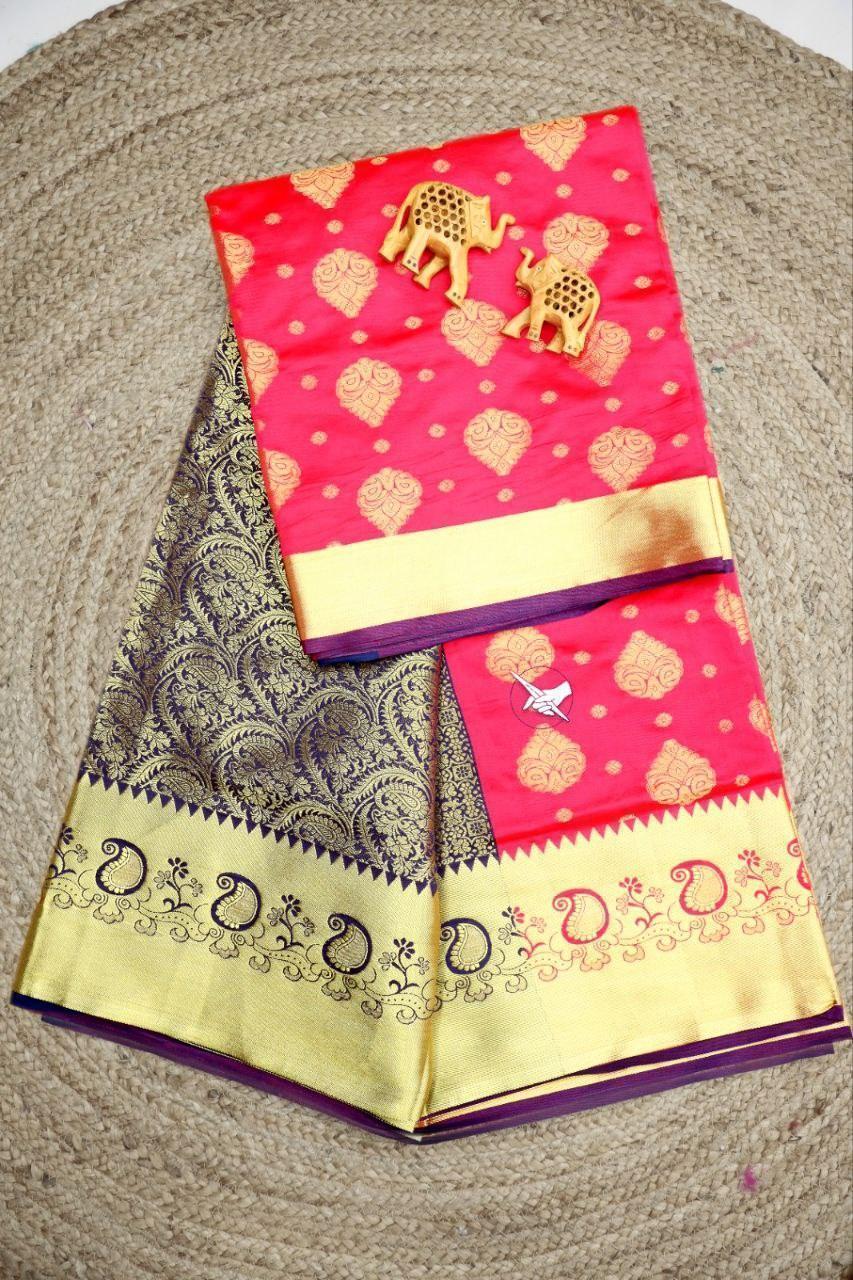 Elegant Bridal Silk Saree – Pure Weave With Golden Zari Border - Image 10