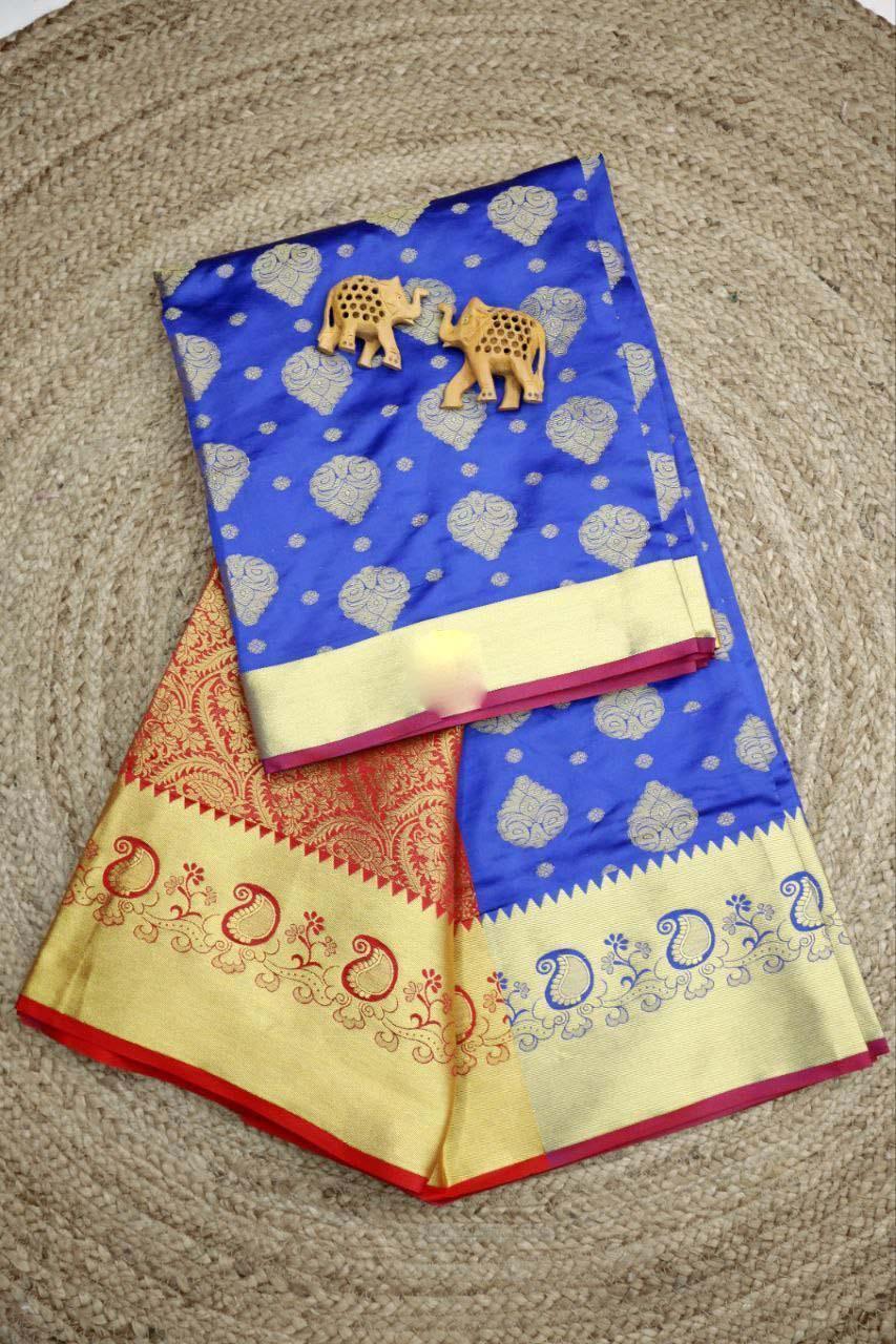 Elegant Bridal Silk Saree – Pure Weave With Golden Zari Border - Image 9