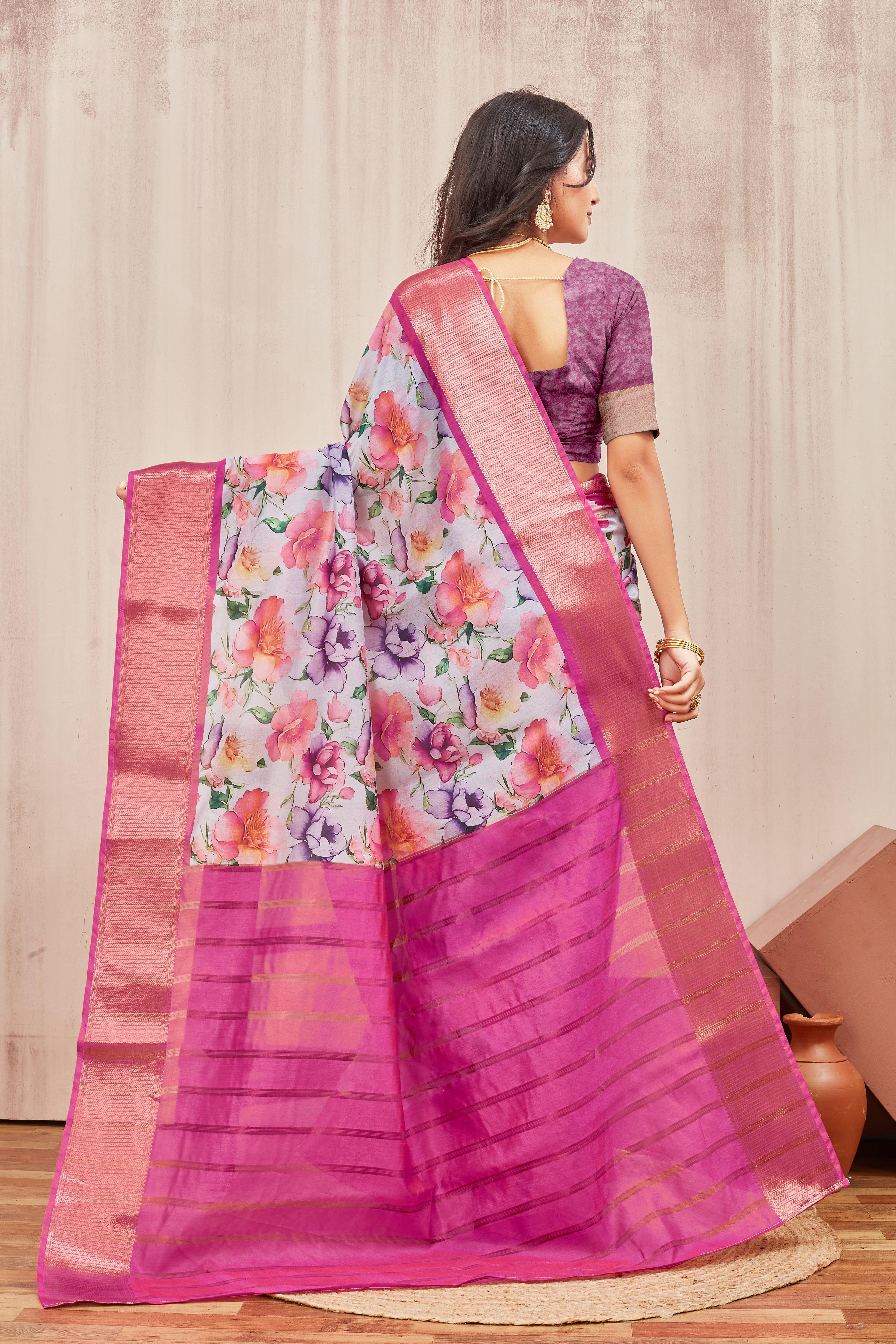Digital modern printed soft silk sarees - Image 3