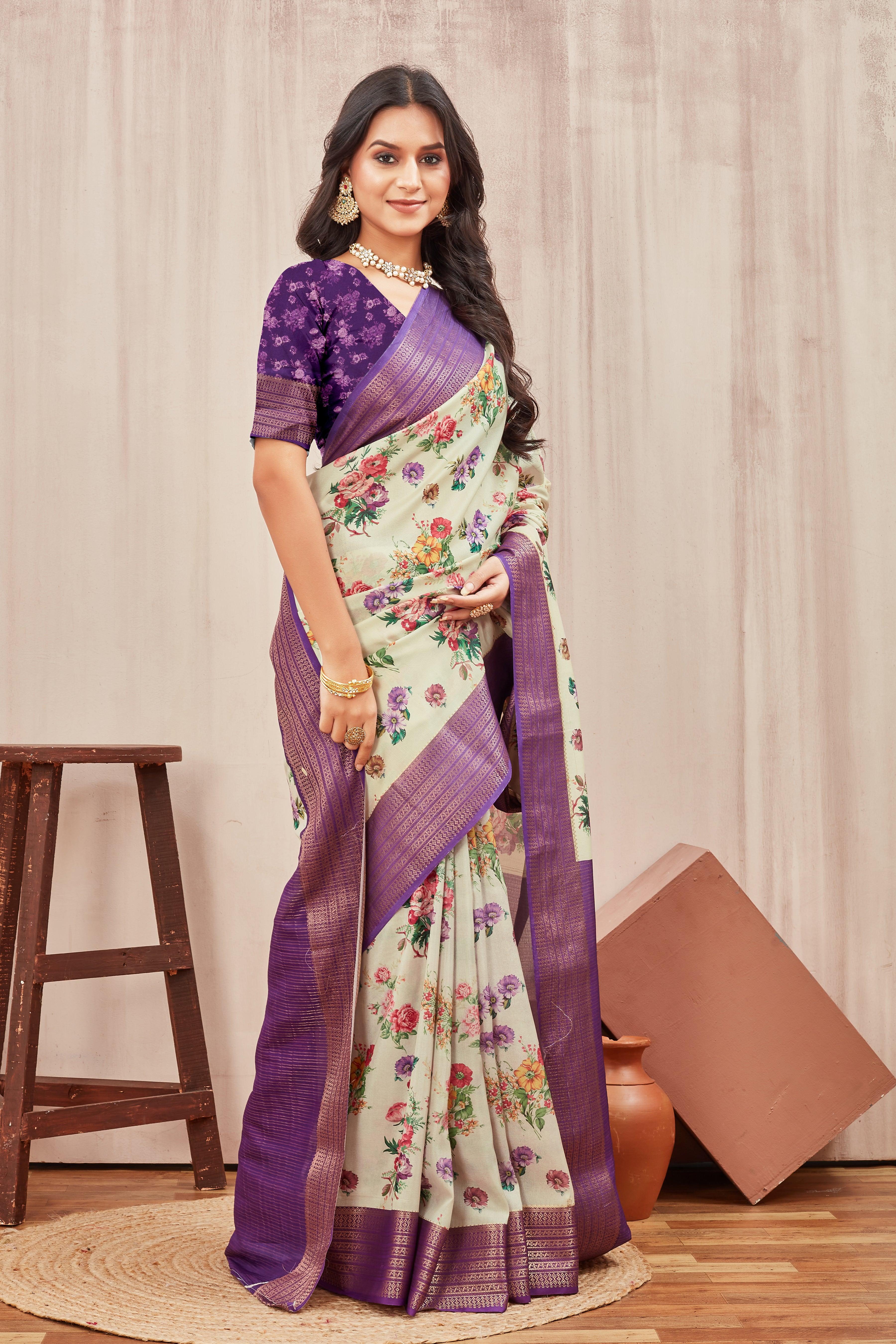 Digital modern printed soft silk sarees - Image 3