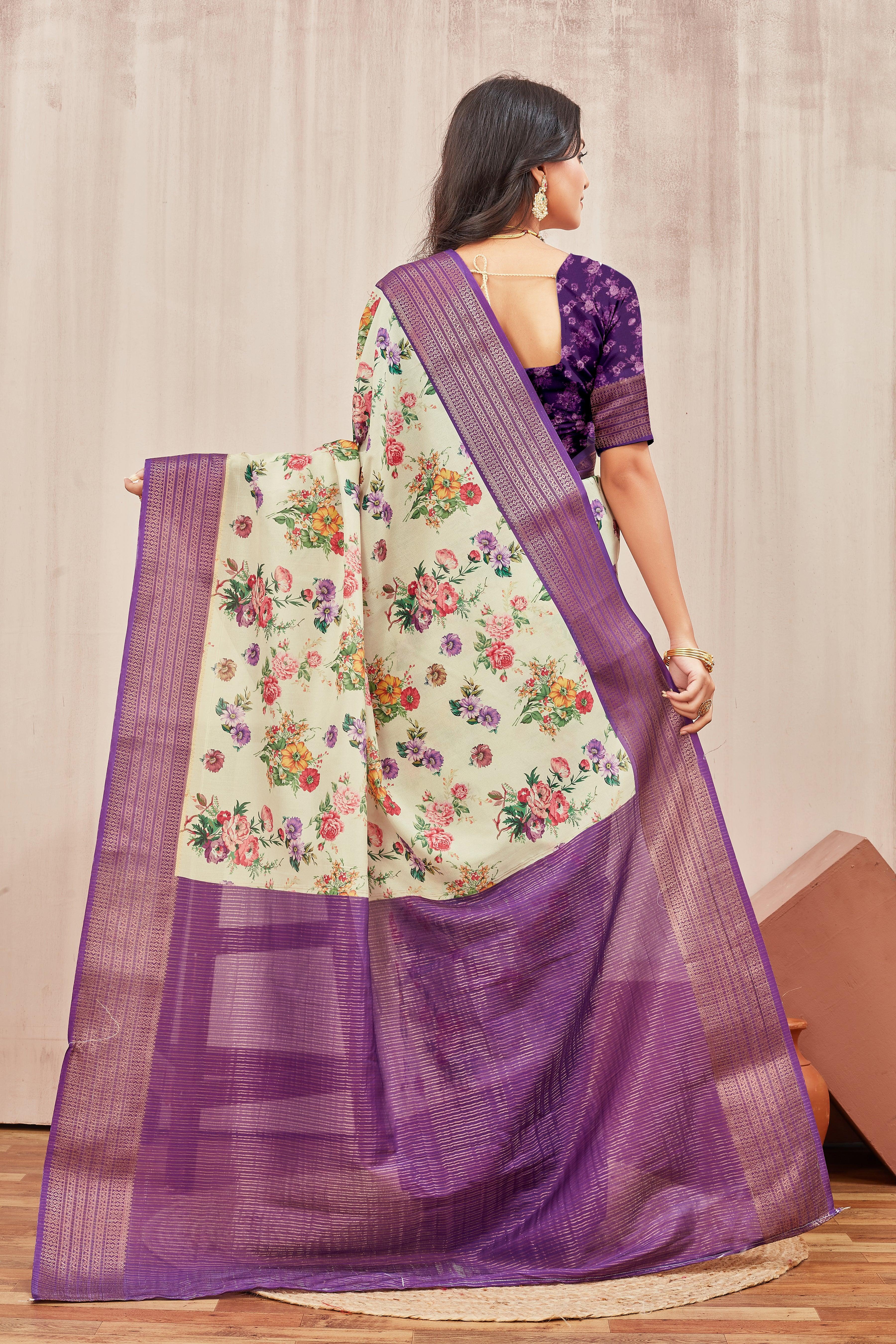 Digital modern printed soft silk sarees - Image 4