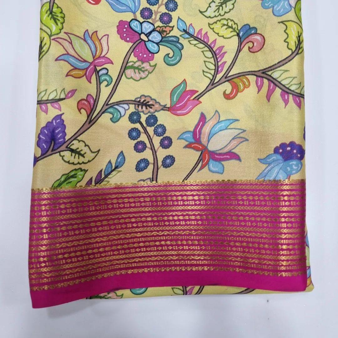 Digital Kalamkari printed all over saree with zari border - Image 5