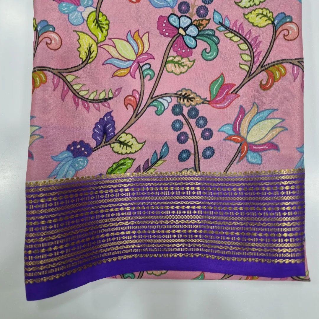 Digital Kalamkari printed all over saree with zari border - Image 6