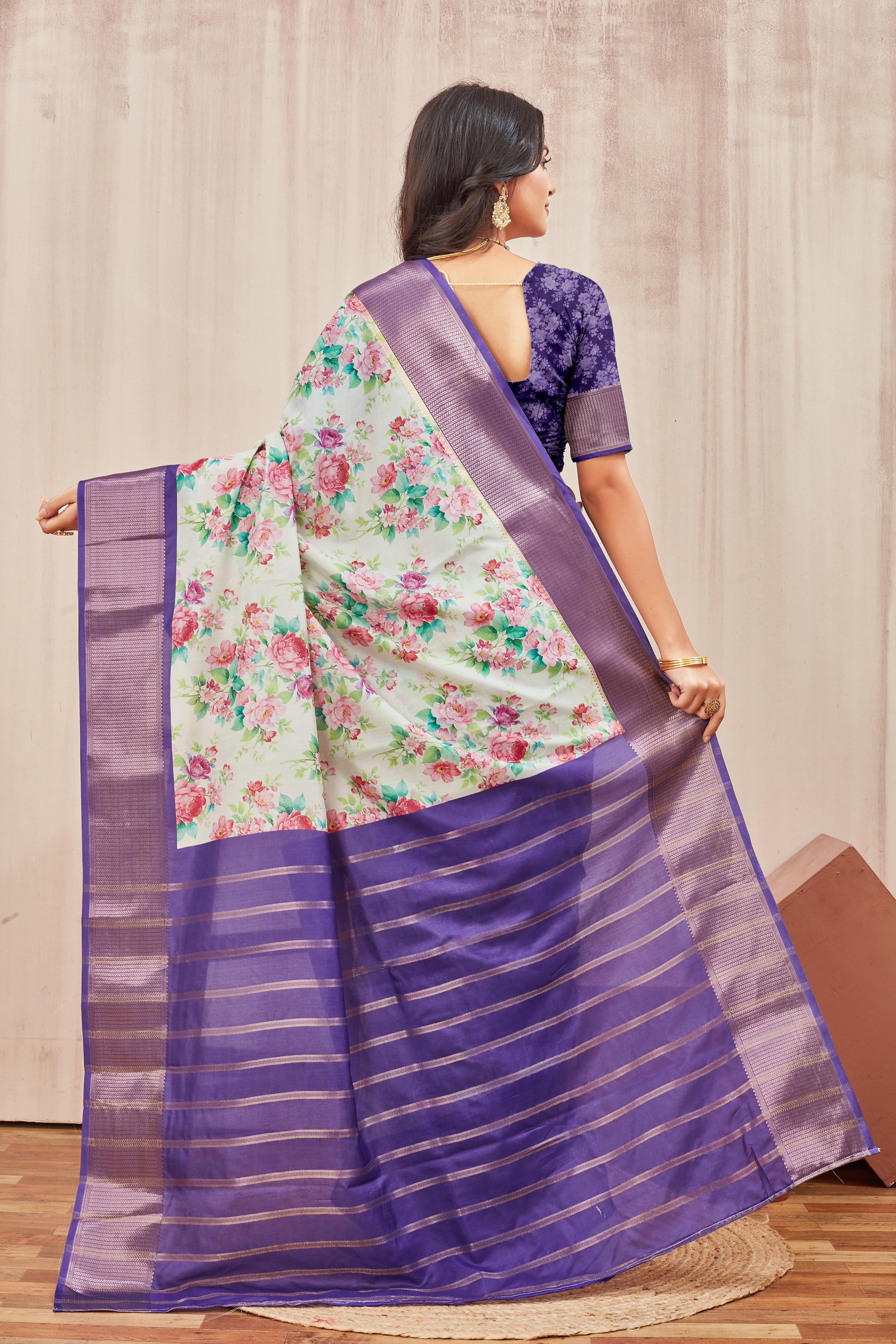 Digital modern printed soft silk sarees - Image 3