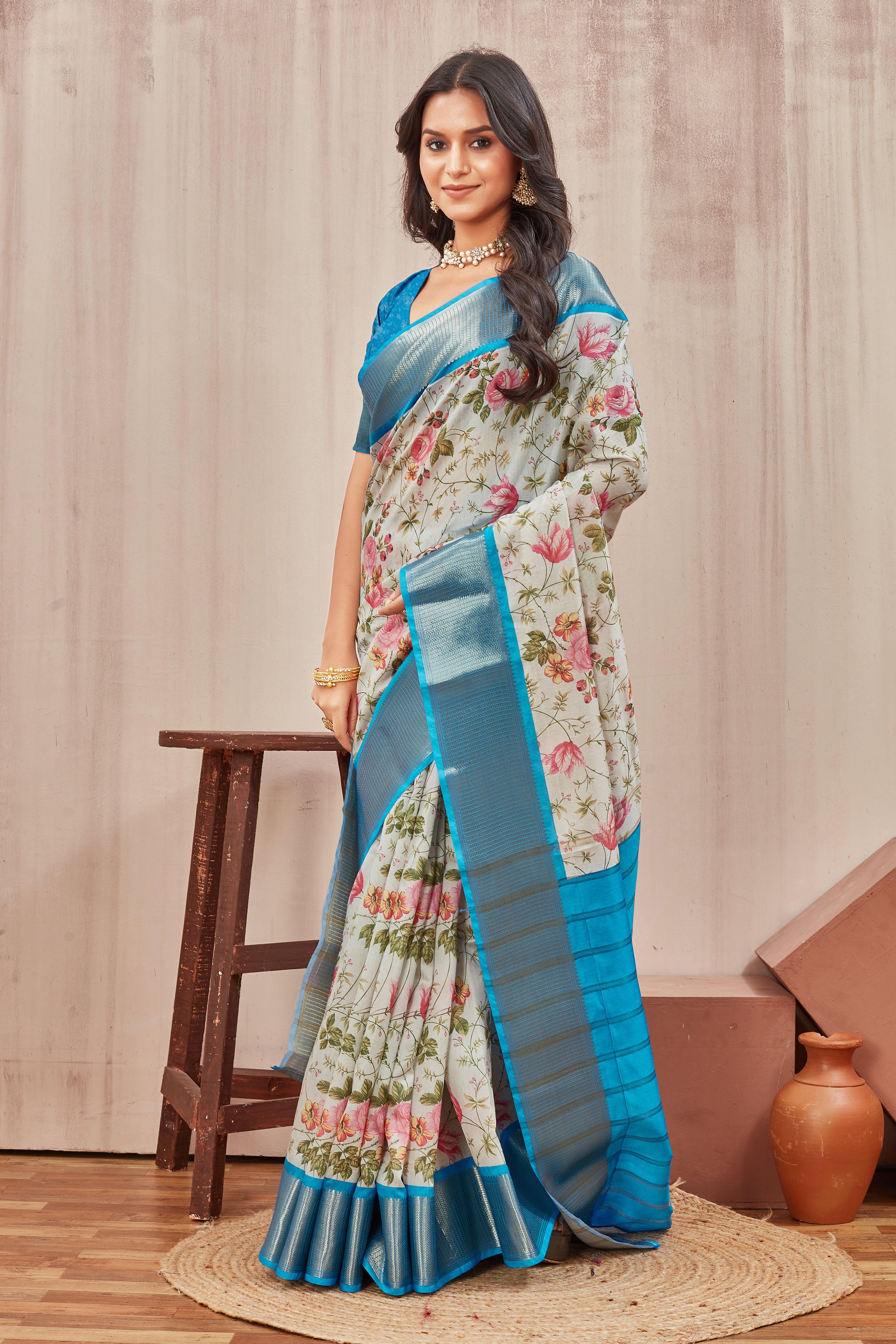 Digital modern printed soft silk sarees - Image 3