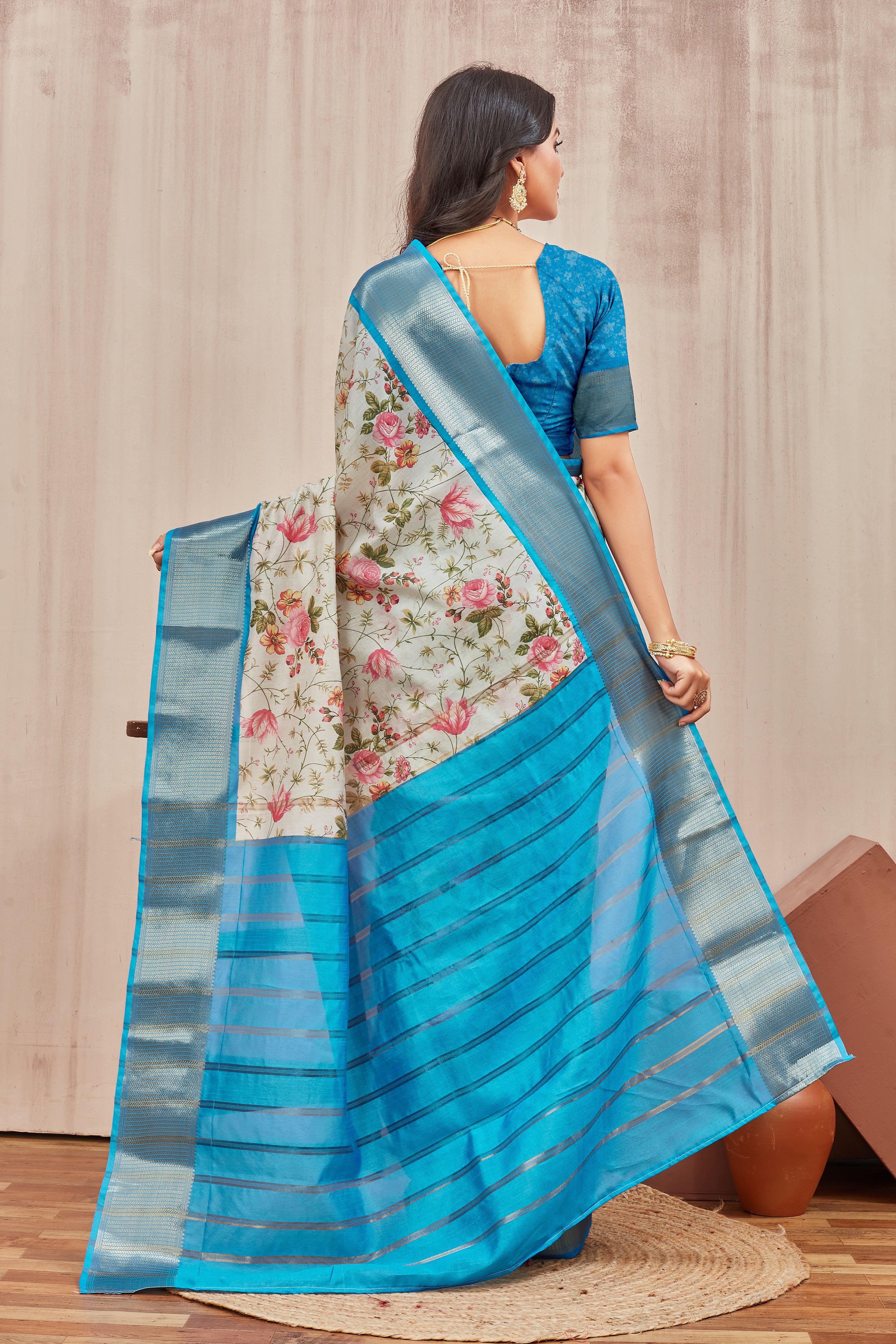 Digital modern printed soft silk sarees - Image 4