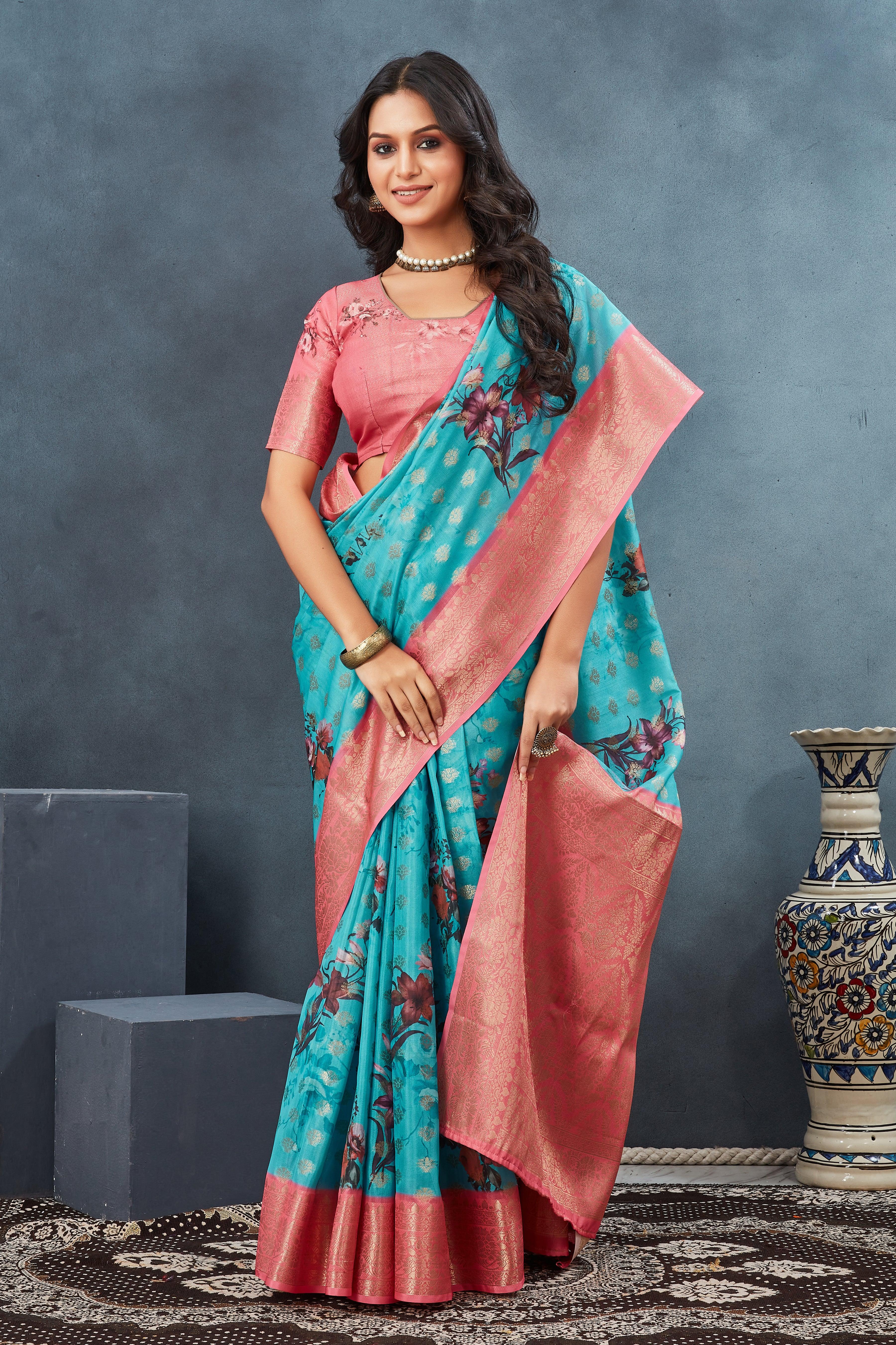 Digital mordern printed soft silk sarees - Image 4