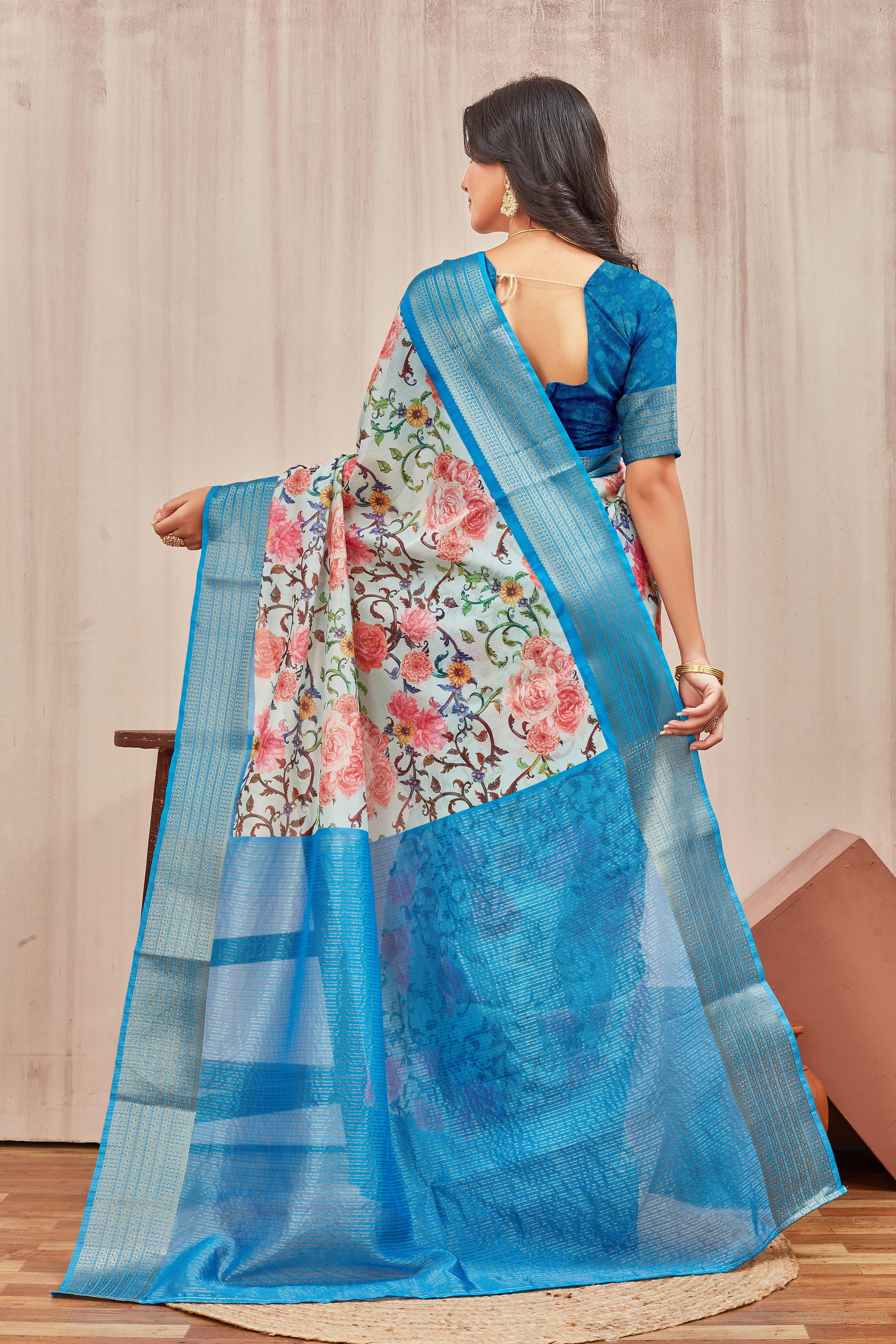 Digital mordern printed soft silk sarees - Image 3