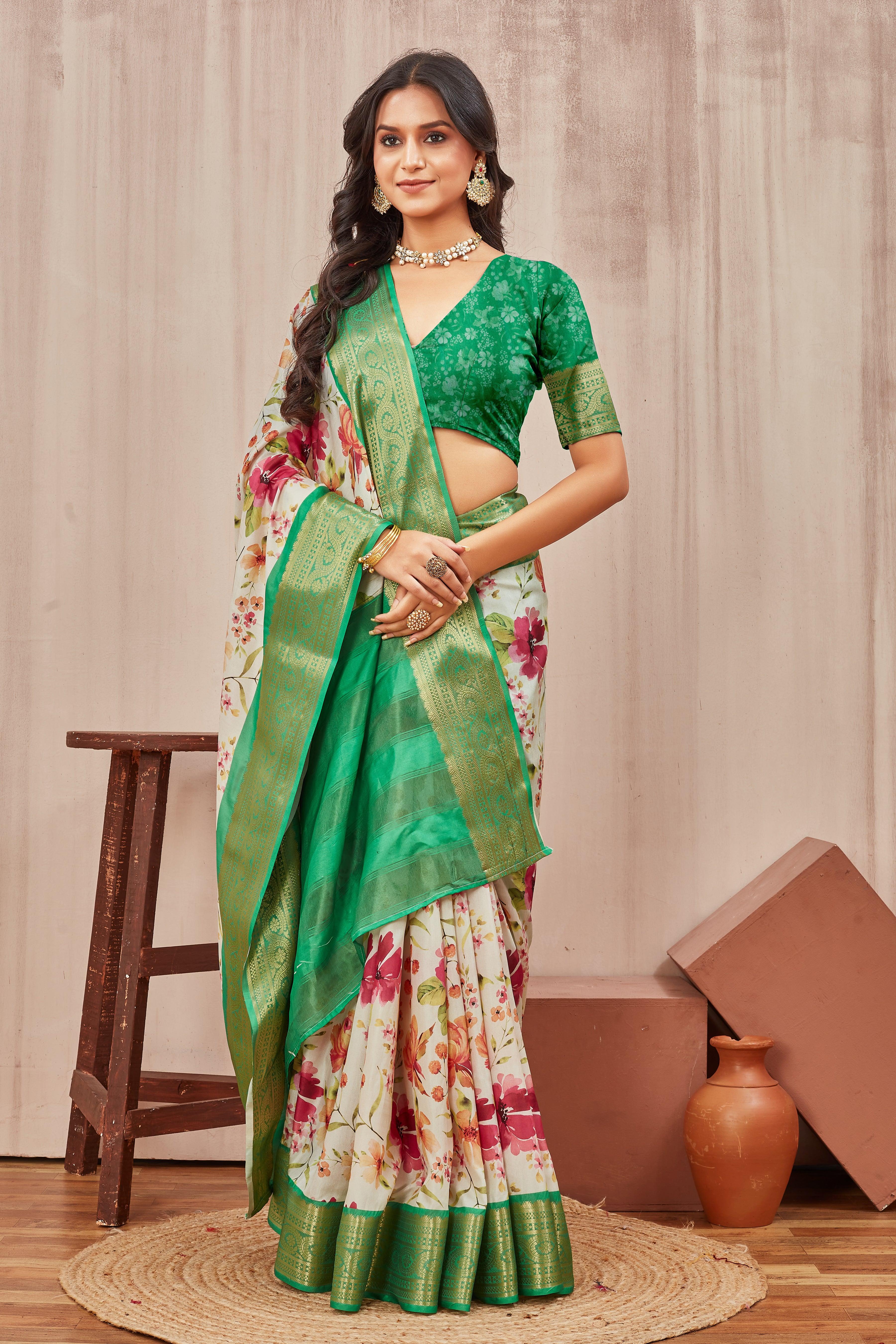 Digital mordern printed soft silk sarees - Image 3