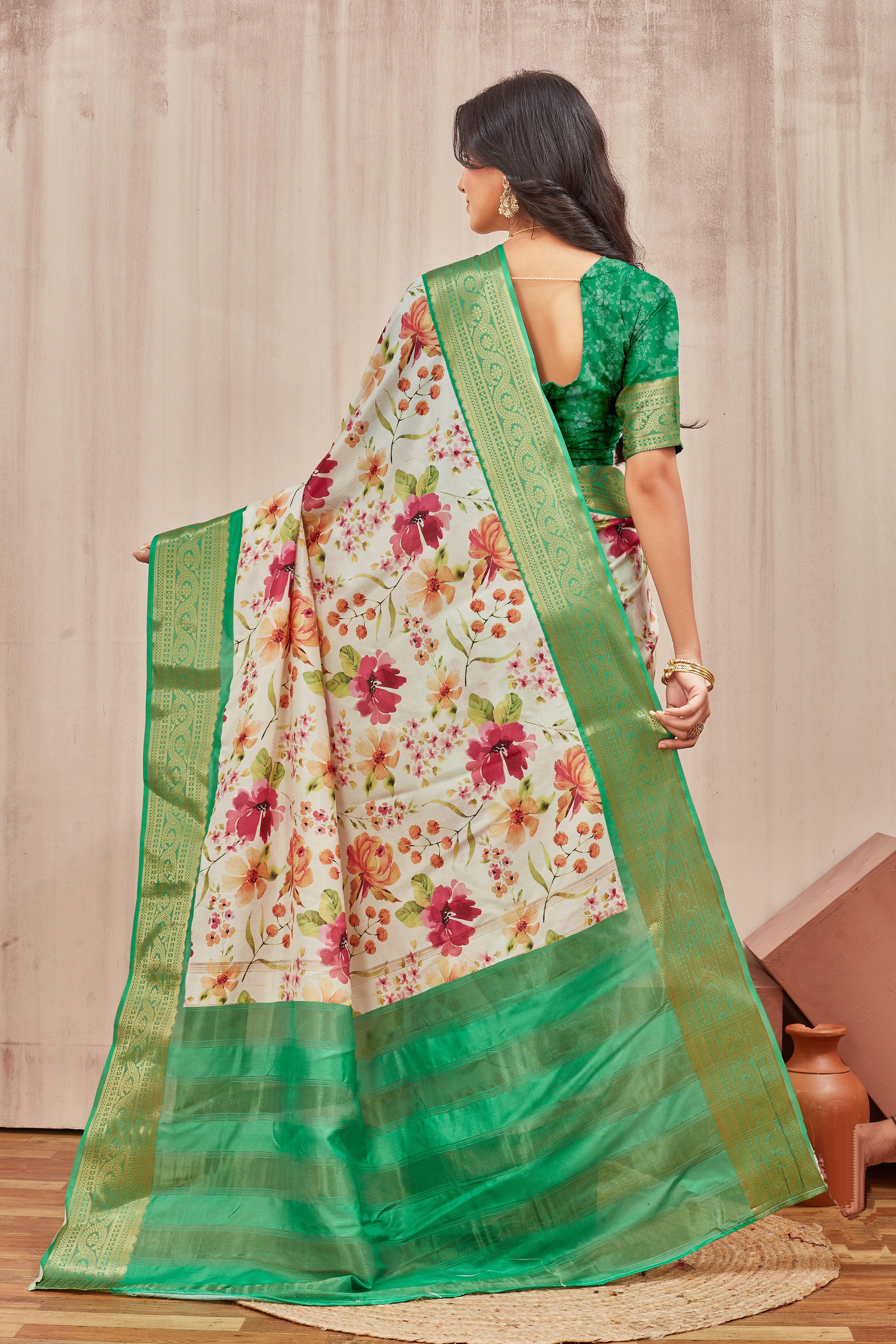 Digital mordern printed soft silk sarees - Image 4