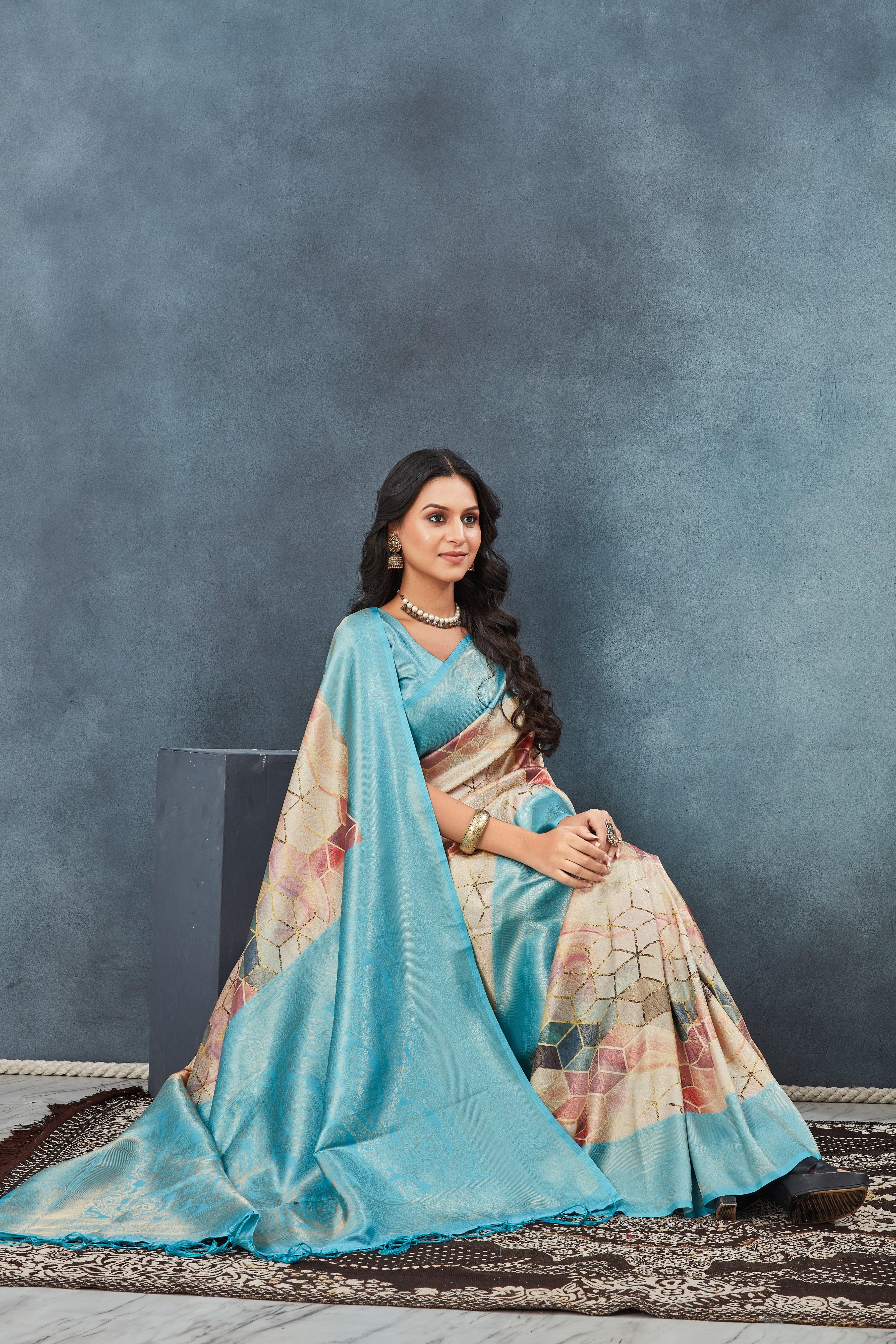 Digital mordern printed soft silk sarees - Image 4