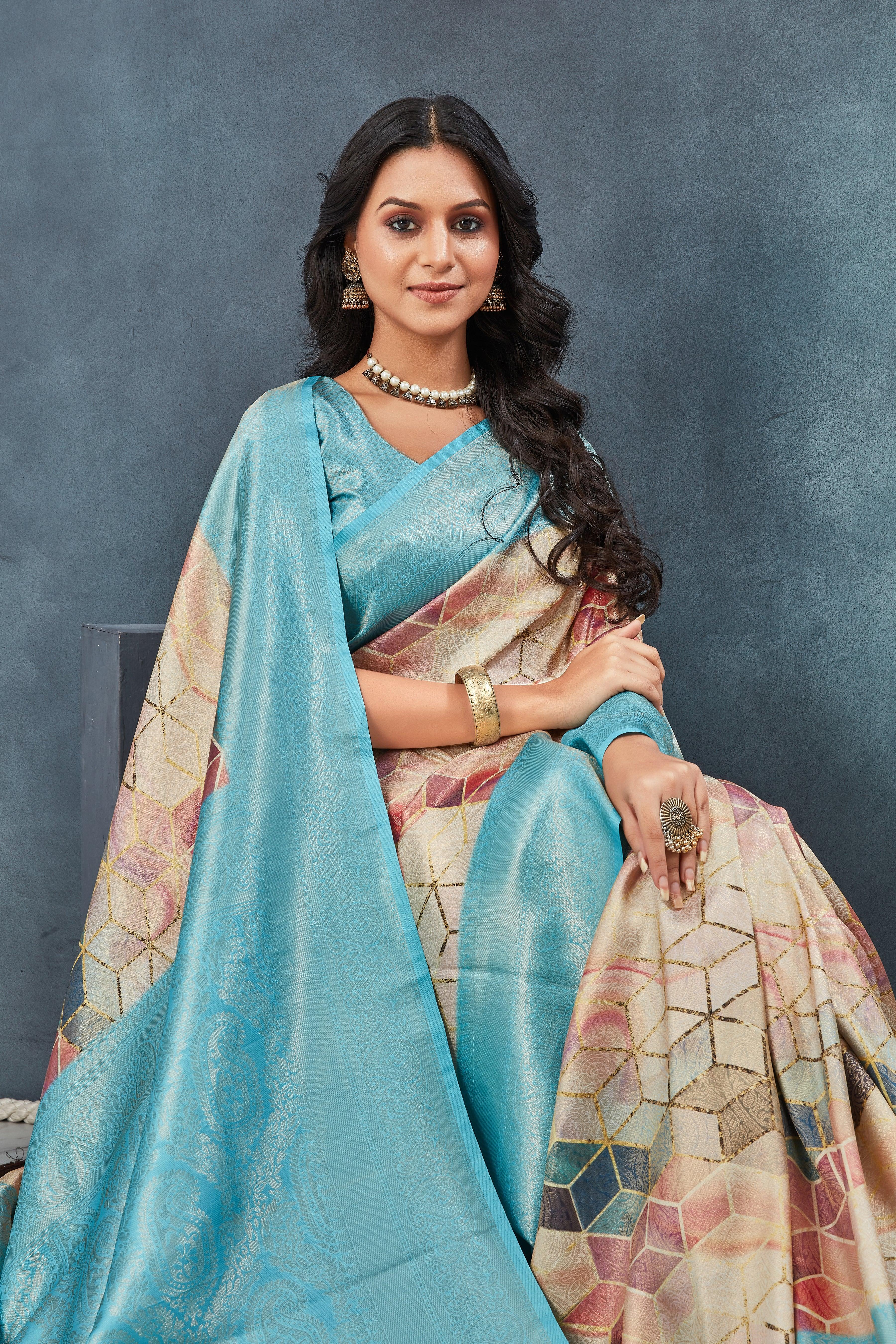 Digital mordern printed soft silk sarees - Image 5