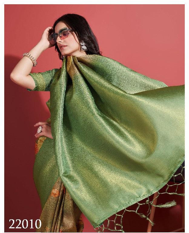 Modern Prints, Timeless Grace: Digital Soft Silk Sarees in Green - Image 4