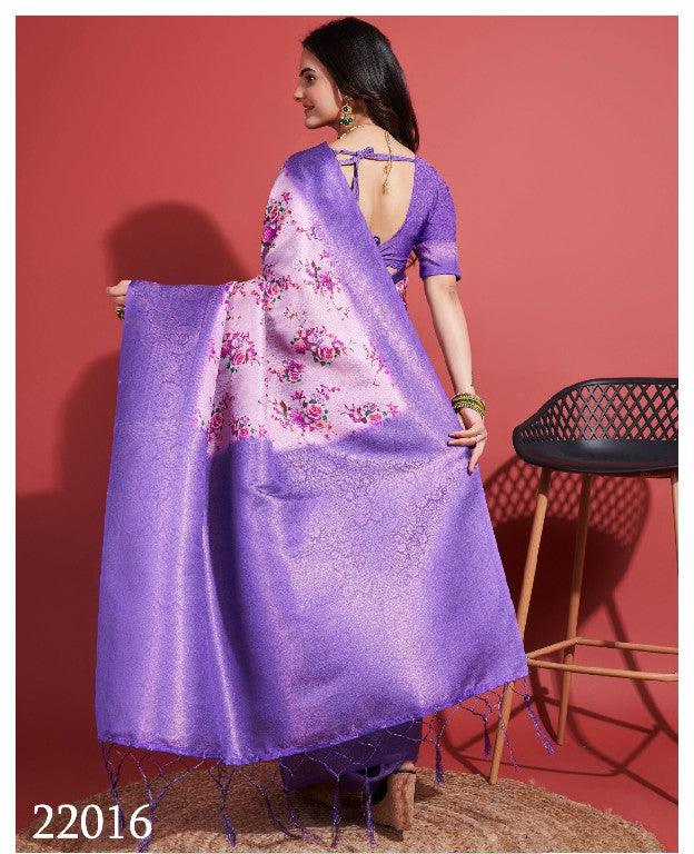 Digitally Crafted Beauty: Modern Soft Silk Sarees in Purple - Image 4