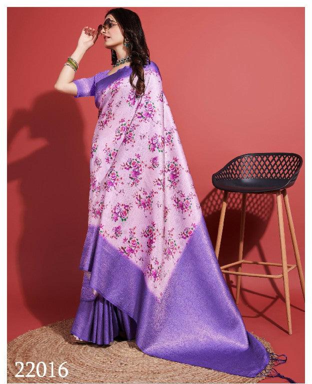 Digitally Crafted Beauty: Modern Soft Silk Sarees in Purple - Image 5