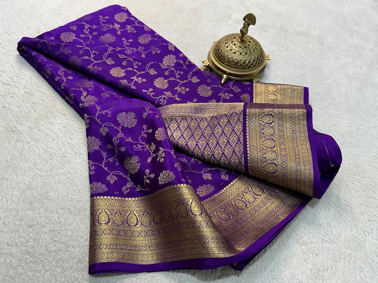 Elegance Redefined: Silk Brocade Saree with Exquisite Gold & Silver Zari Weaving - Image 13