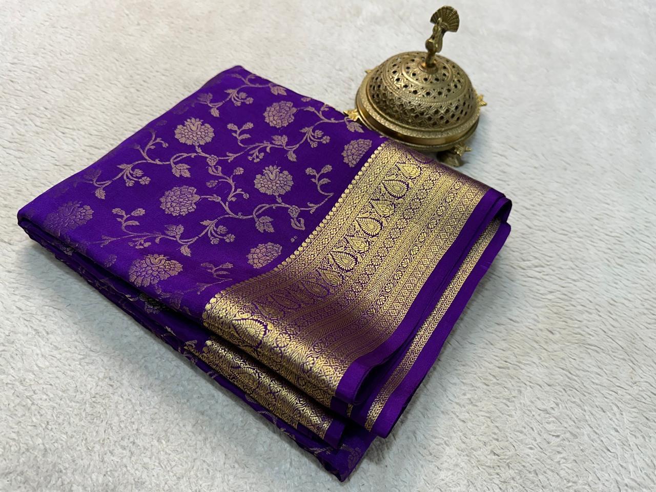 Elegance Redefined: Silk Brocade Saree with Exquisite Gold & Silver Zari Weaving - Image 14