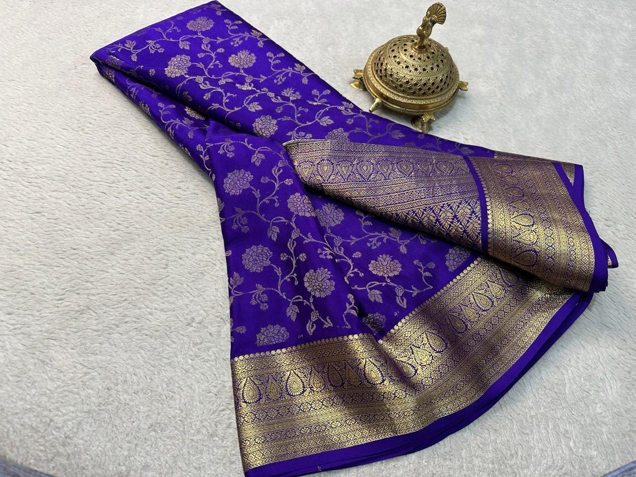 Elegance Redefined: Silk Brocade Saree with Exquisite Gold & Silver Zari Weaving - Image 15