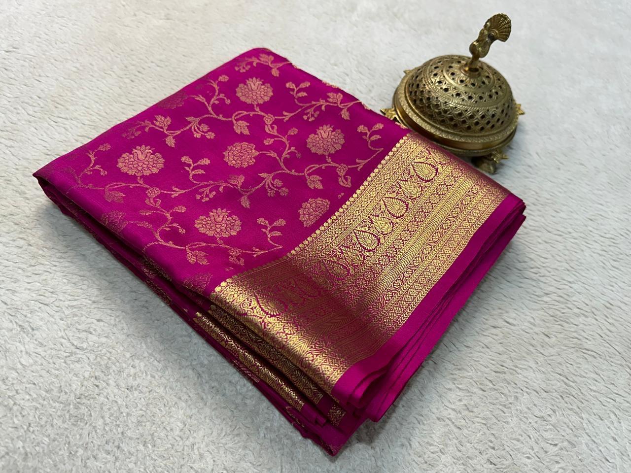 Elegance Redefined: Silk Brocade Saree with Exquisite Gold & Silver Zari Weaving - Image 16