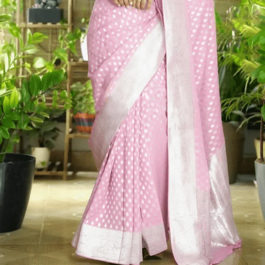 Elegant Crepe Silk Zari Buttie Saree for Weddings & Festive Wear - Image 3