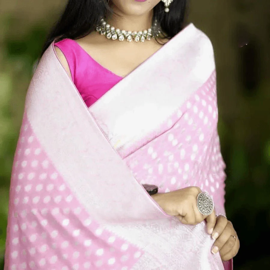 Elegant Crepe Silk Zari Buttie Saree for Weddings & Festive Wear - Image 6