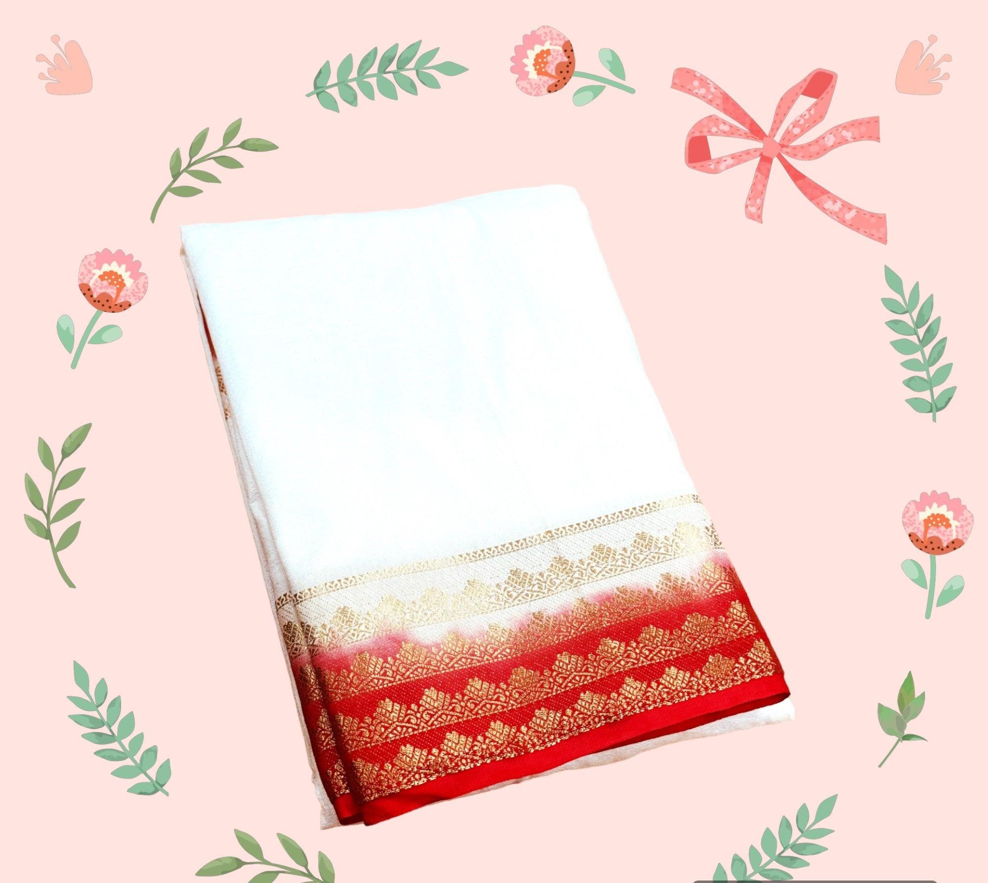 Exclusive White Red Border Soft Silk Sarees – Timeless Indian Beauty - Image 3