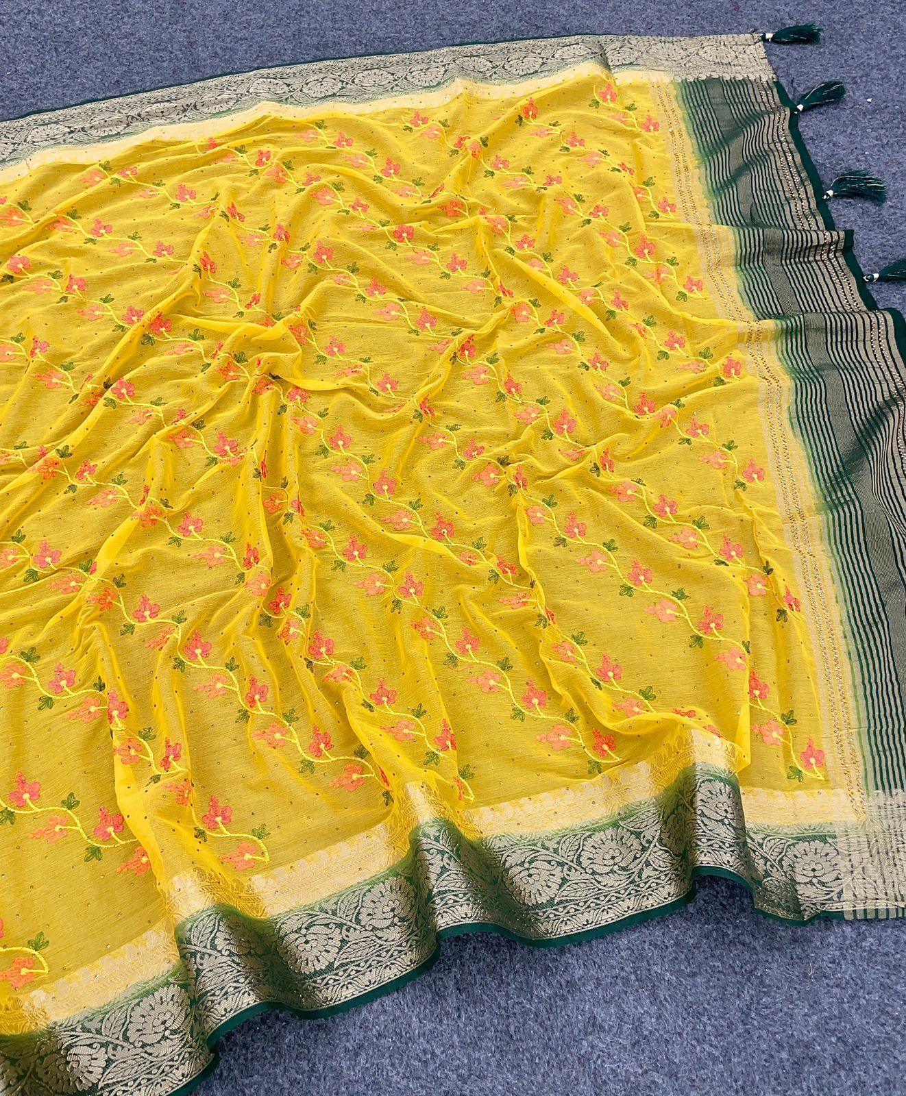 Designer Silk Saree With Heavy Embroidered Blouse – Royal Collection - Image 6