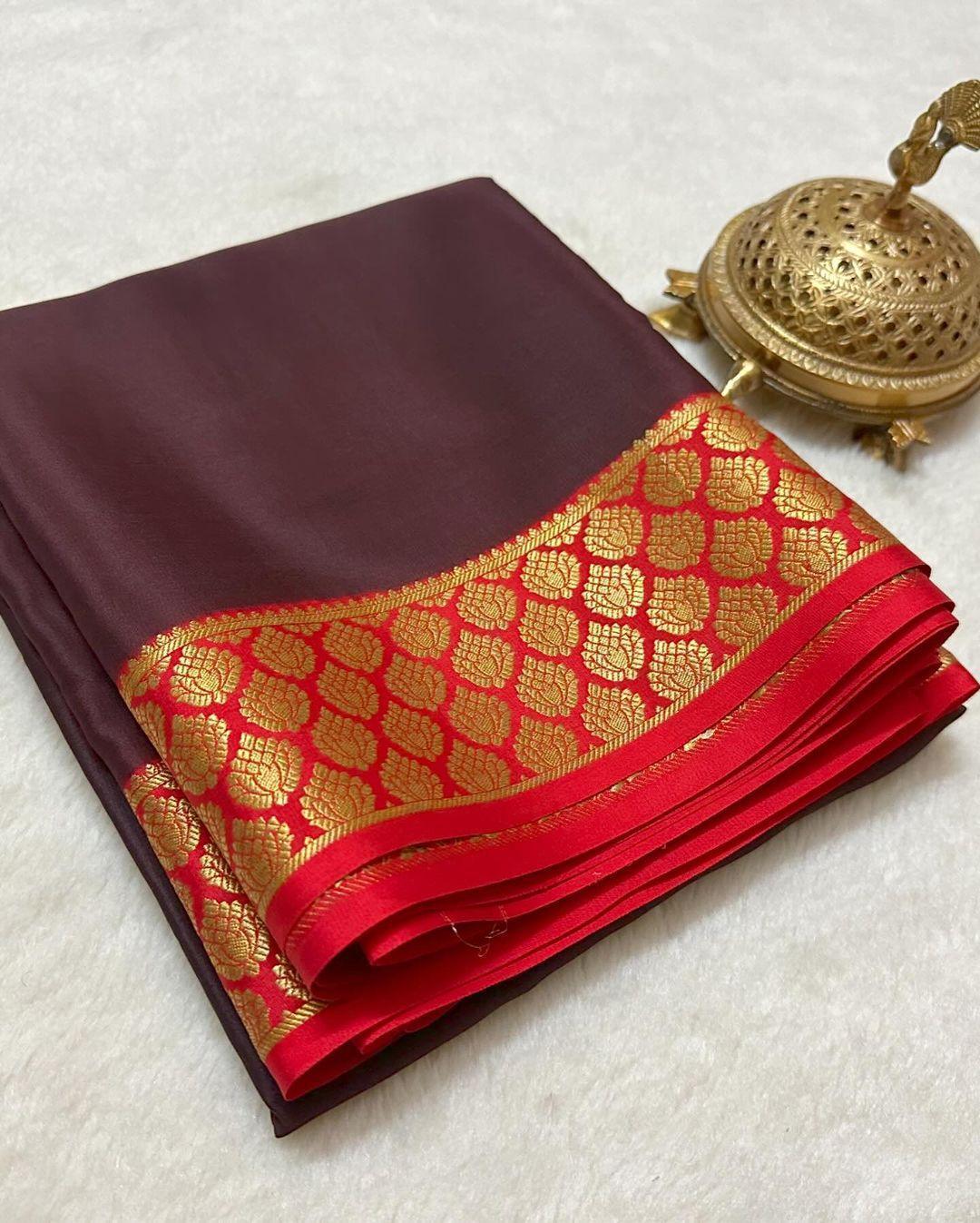Gilded Grace: Mysore Silk with Grand Border Detailing - Image 3
