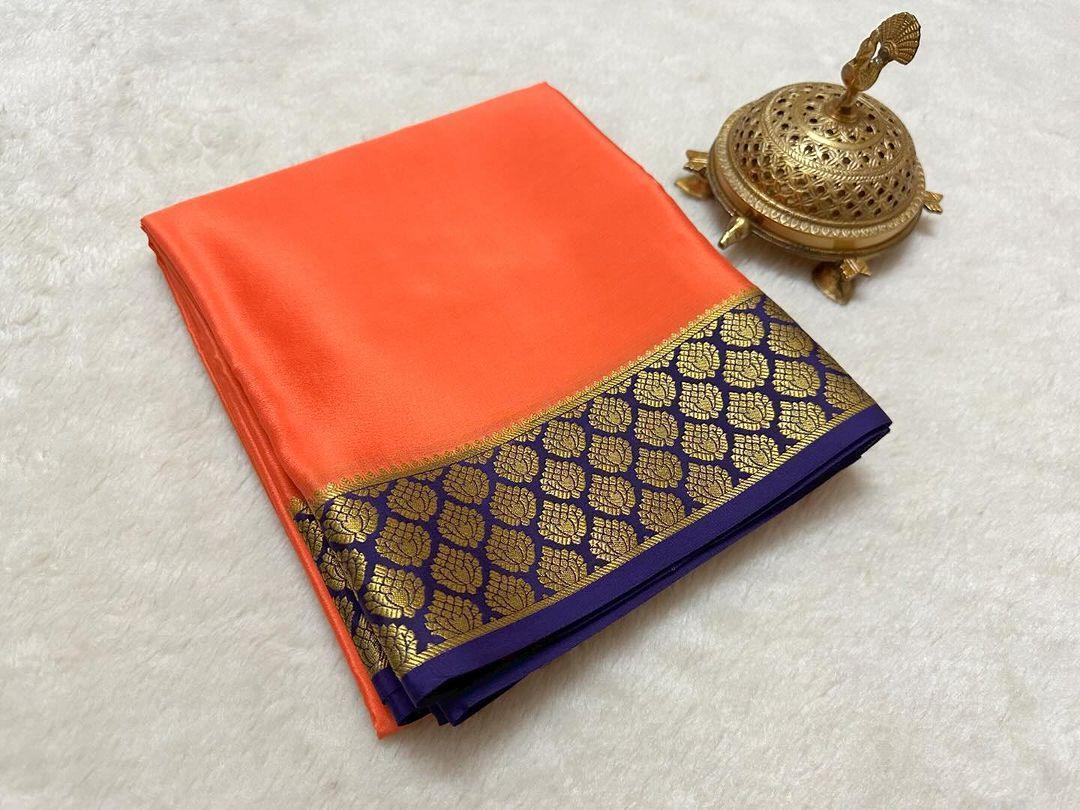 Gilded Grace: Mysore Silk with Grand Border Detailing - Image 4