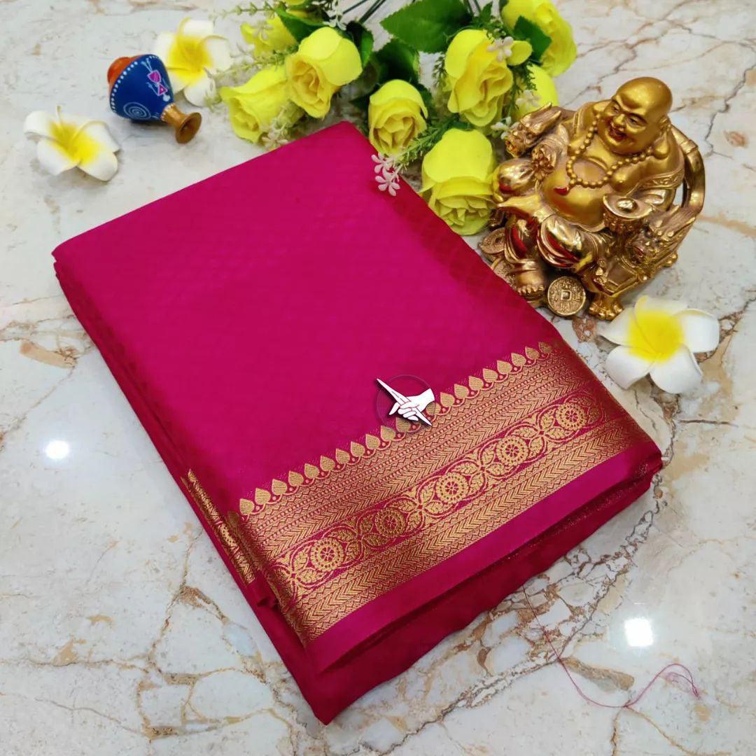 Lush & Light: Mysore Crepe Silk with Fine Pallu Lines - Image 3