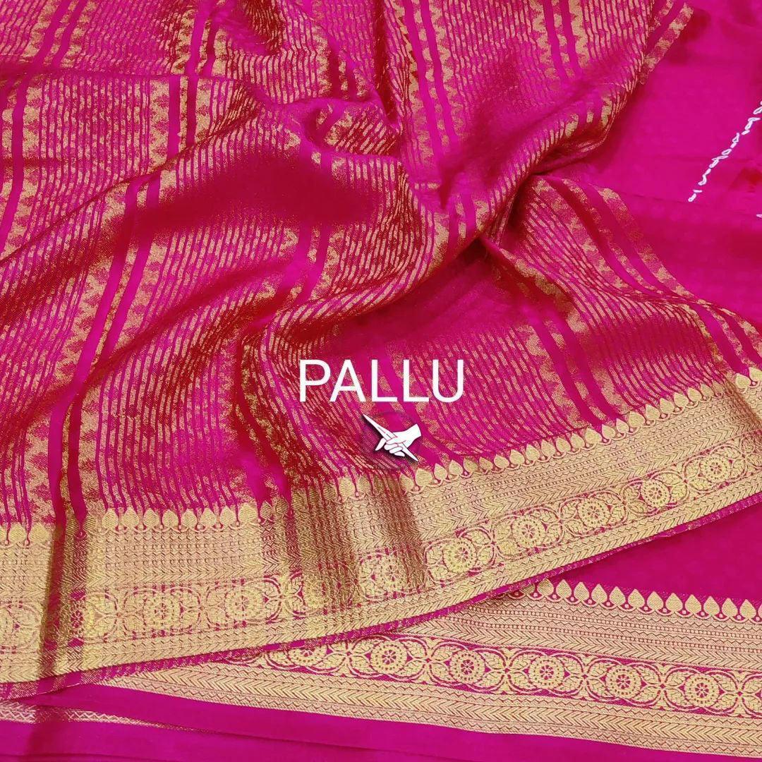 Lush & Light: Mysore Crepe Silk with Fine Pallu Lines - Image 4