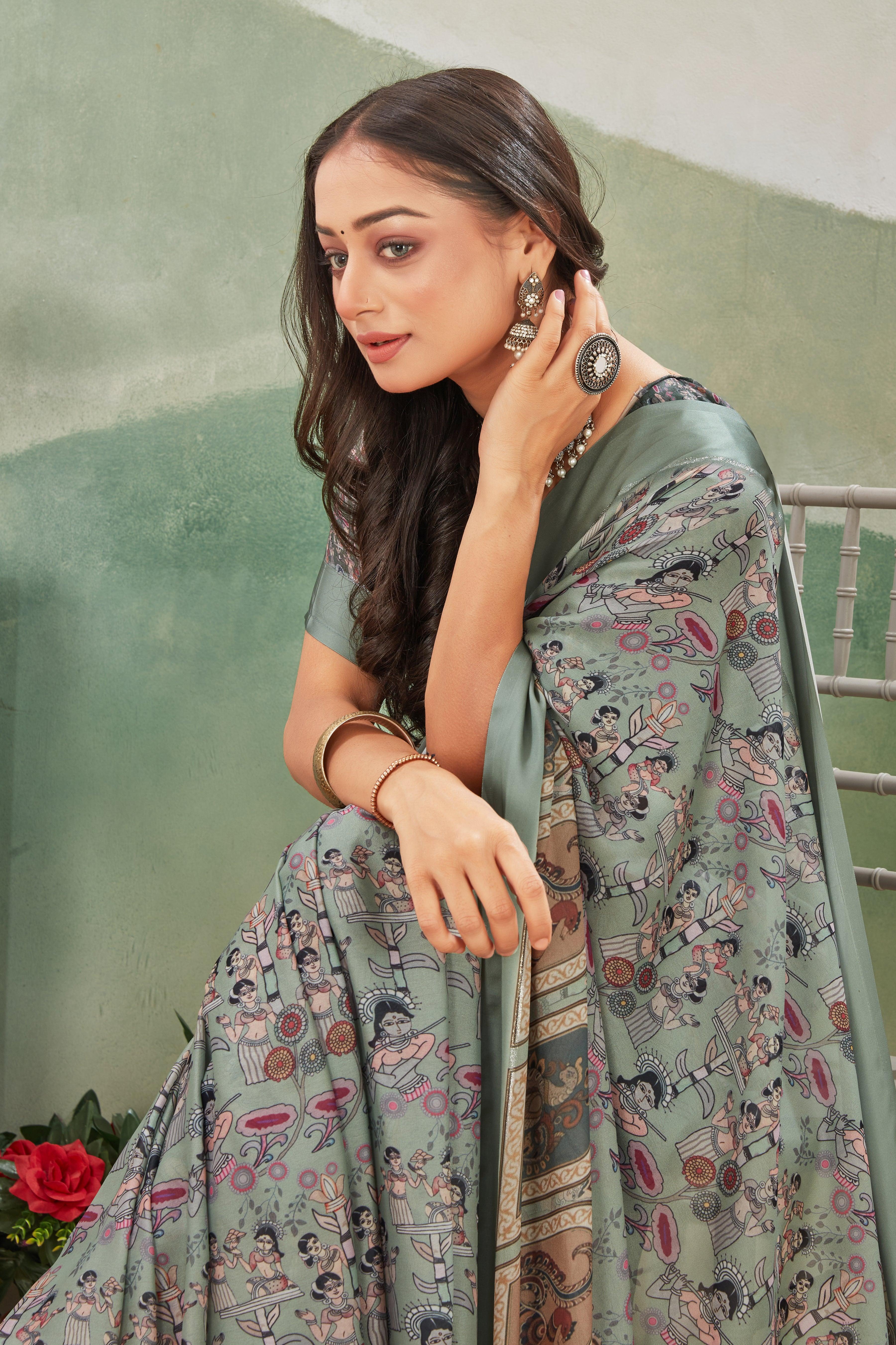 Perfect Harmony: Soft Crepe Silk with Elegant Kalamkari Art - Image 5