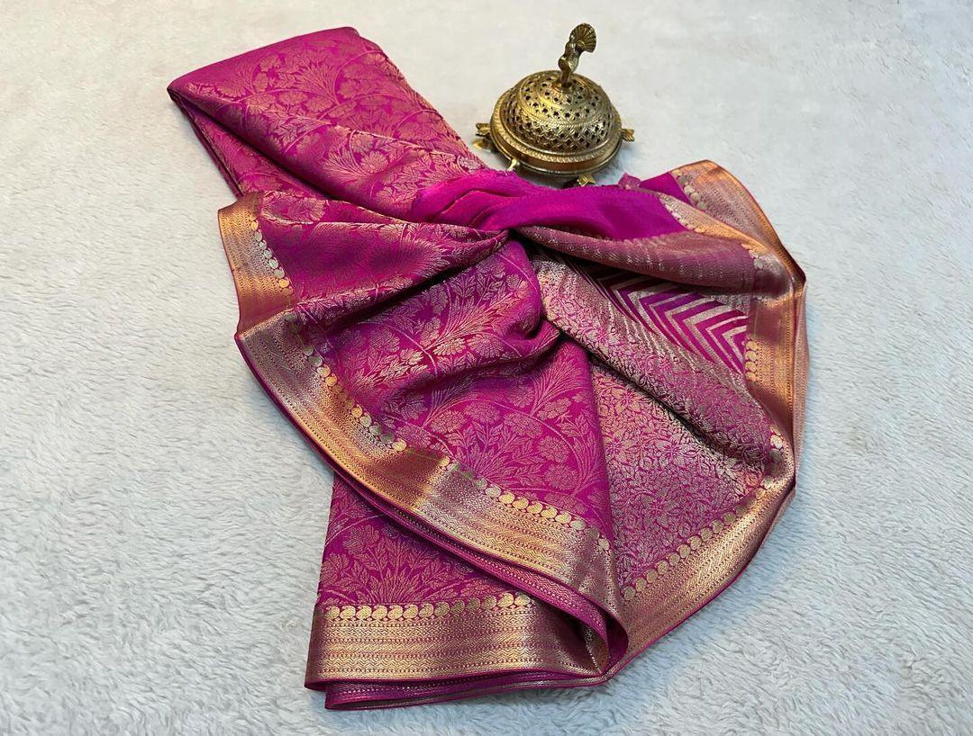 Shop the Elegance: Pure Brocade Mysore Silk Saree Collection - Image 11