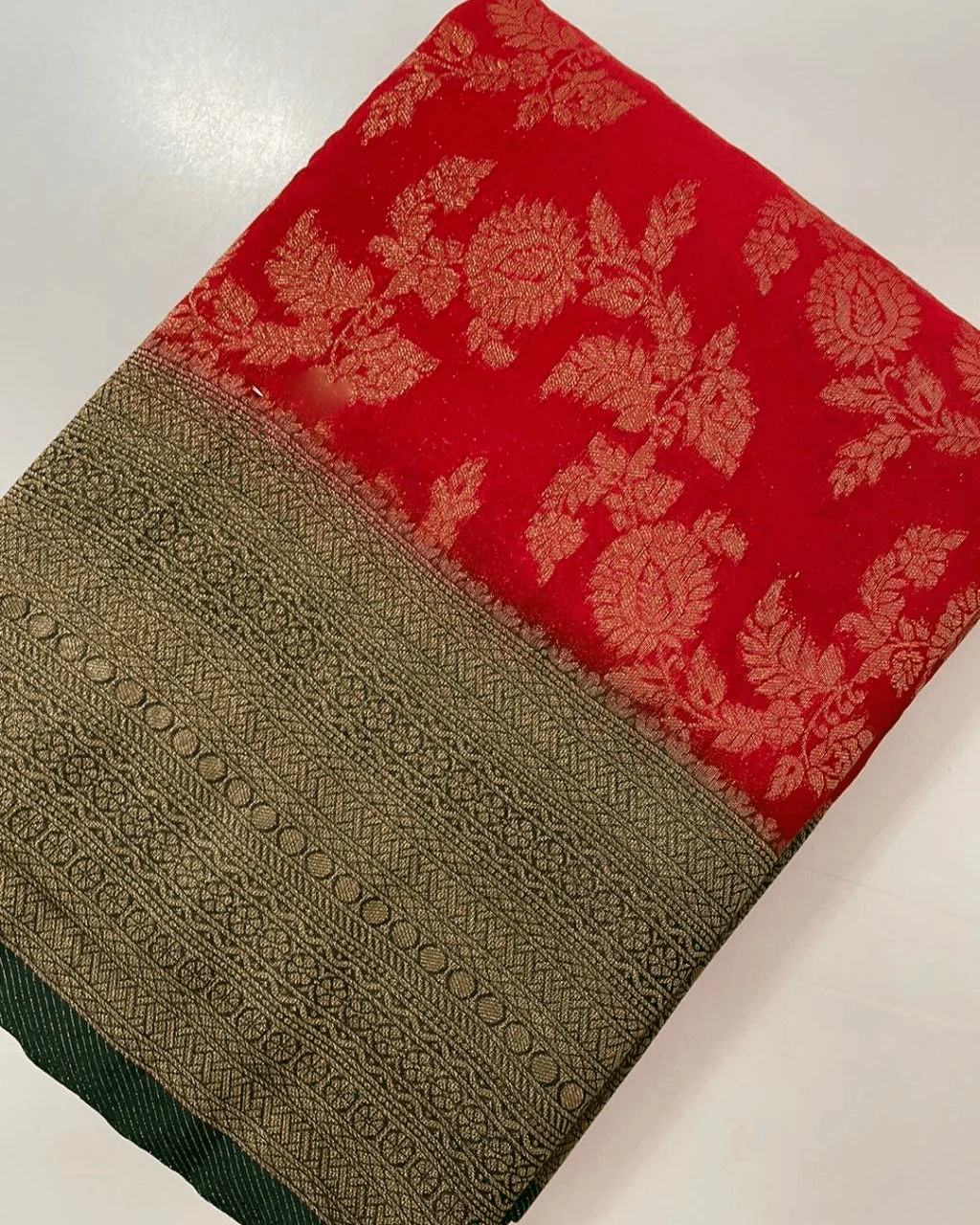 Golden Maze: Crepe Mysore Silk with Zari Jaal - Image 3