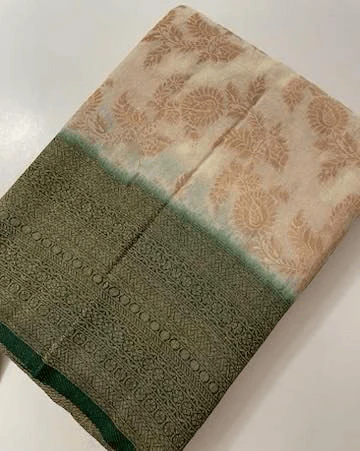 Golden Maze: Crepe Mysore Silk with Zari Jaal - Image 4