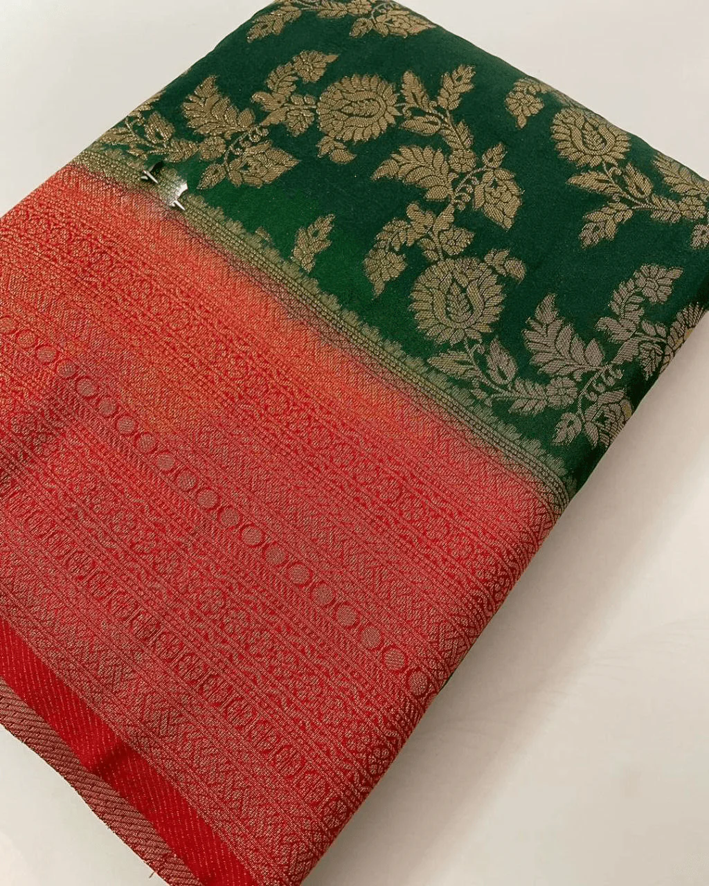 Golden Maze: Crepe Mysore Silk with Zari Jaal - Image 5