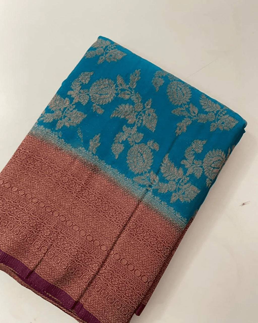 Golden Maze: Crepe Mysore Silk with Zari Jaal - Image 6