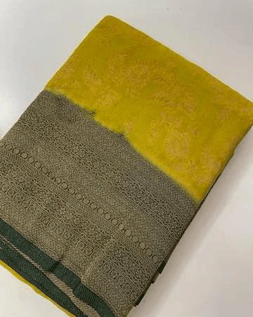 Golden Maze: Crepe Mysore Silk with Zari Jaal - Image 7
