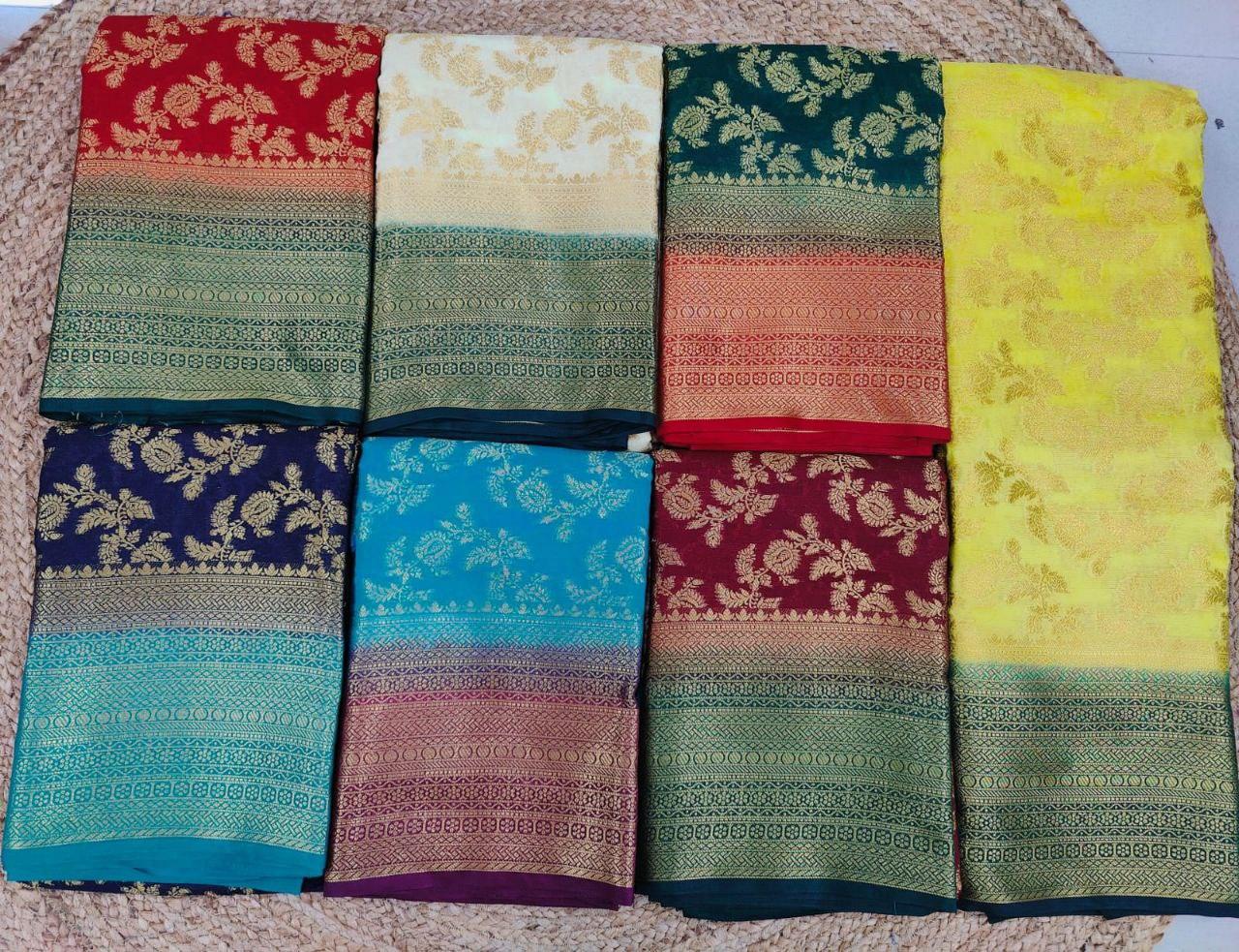 Golden Maze: Crepe Mysore Silk with Zari Jaal - Image 8