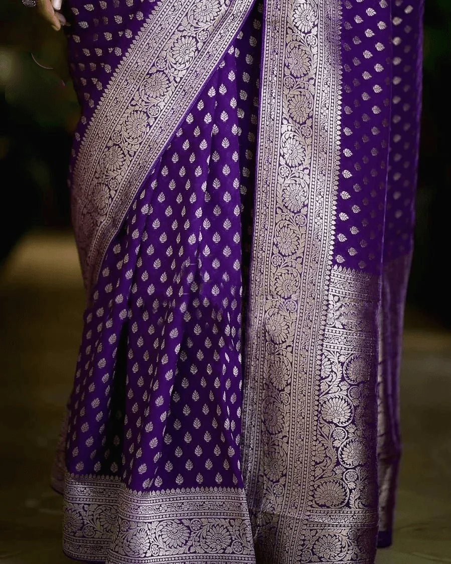 Pure Crepe Silk Saree with Zari Butties and Rich Pallu – Elegant Ethnic Wear - Image 3