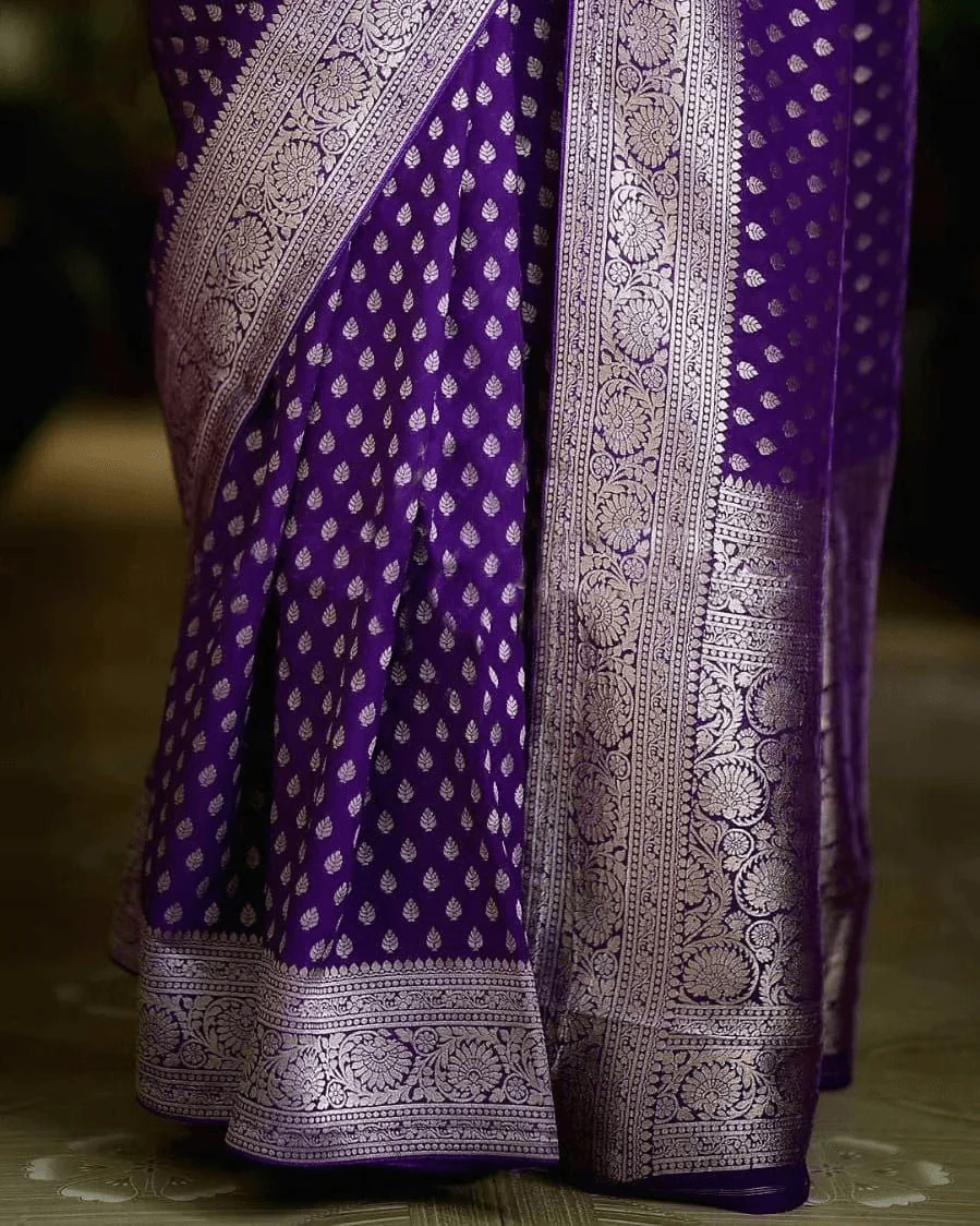 Pure Crepe Silk Saree with Zari Butties and Rich Pallu – Elegant Ethnic Wear - Image 5