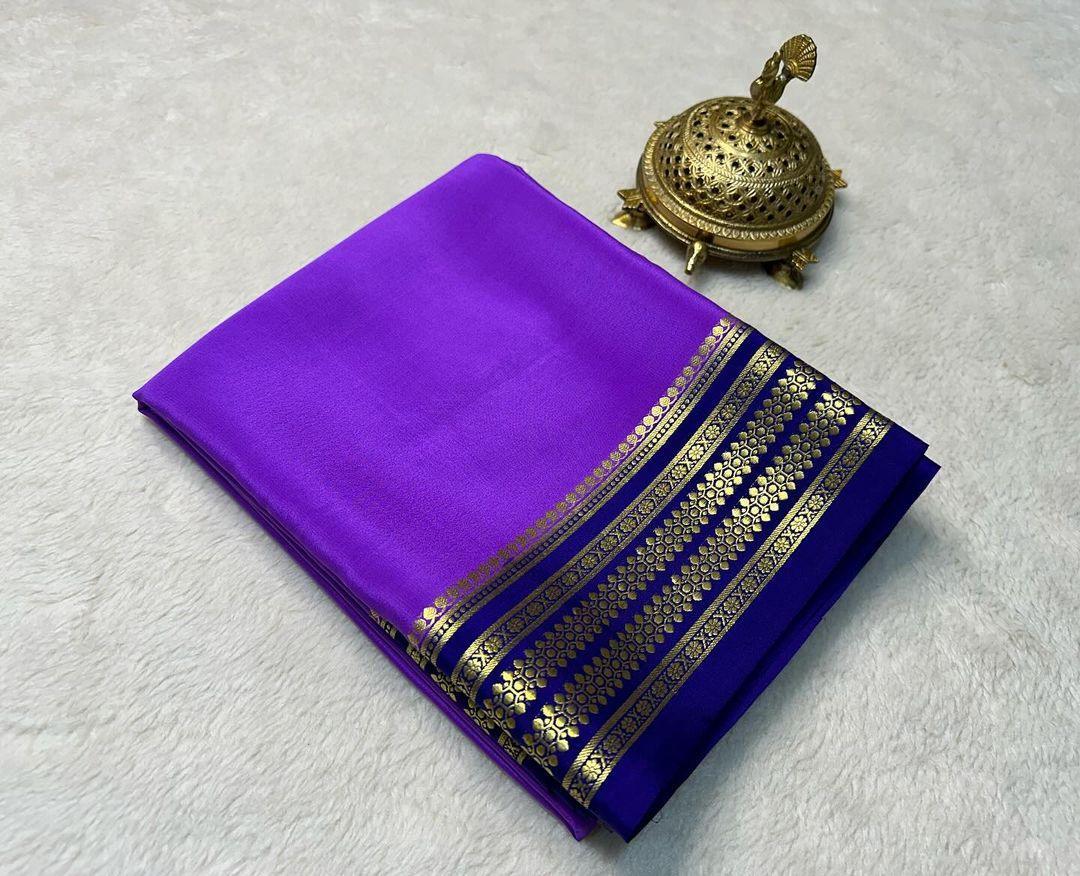 Ocean & Sky: Pure Silk Saree in Deep Contrasts - Image 5