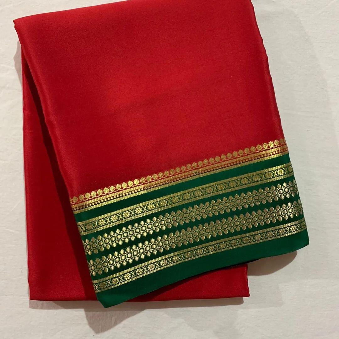Regal Reflections: Pure Mysore Silk with Royal Borders - Image 6
