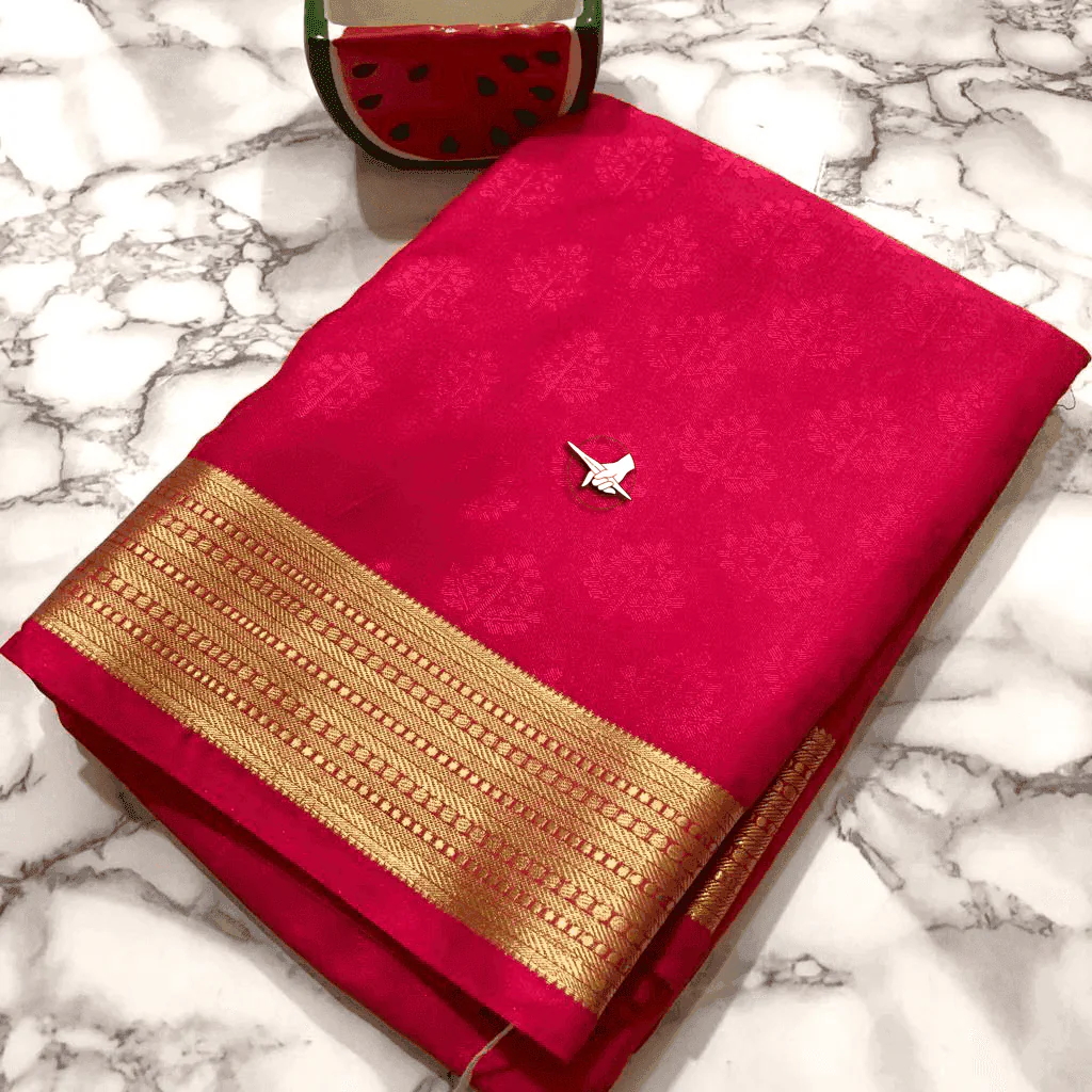 Exclusive Mysore Silk Saree – Traditional Zari Border Luxury - Image 3